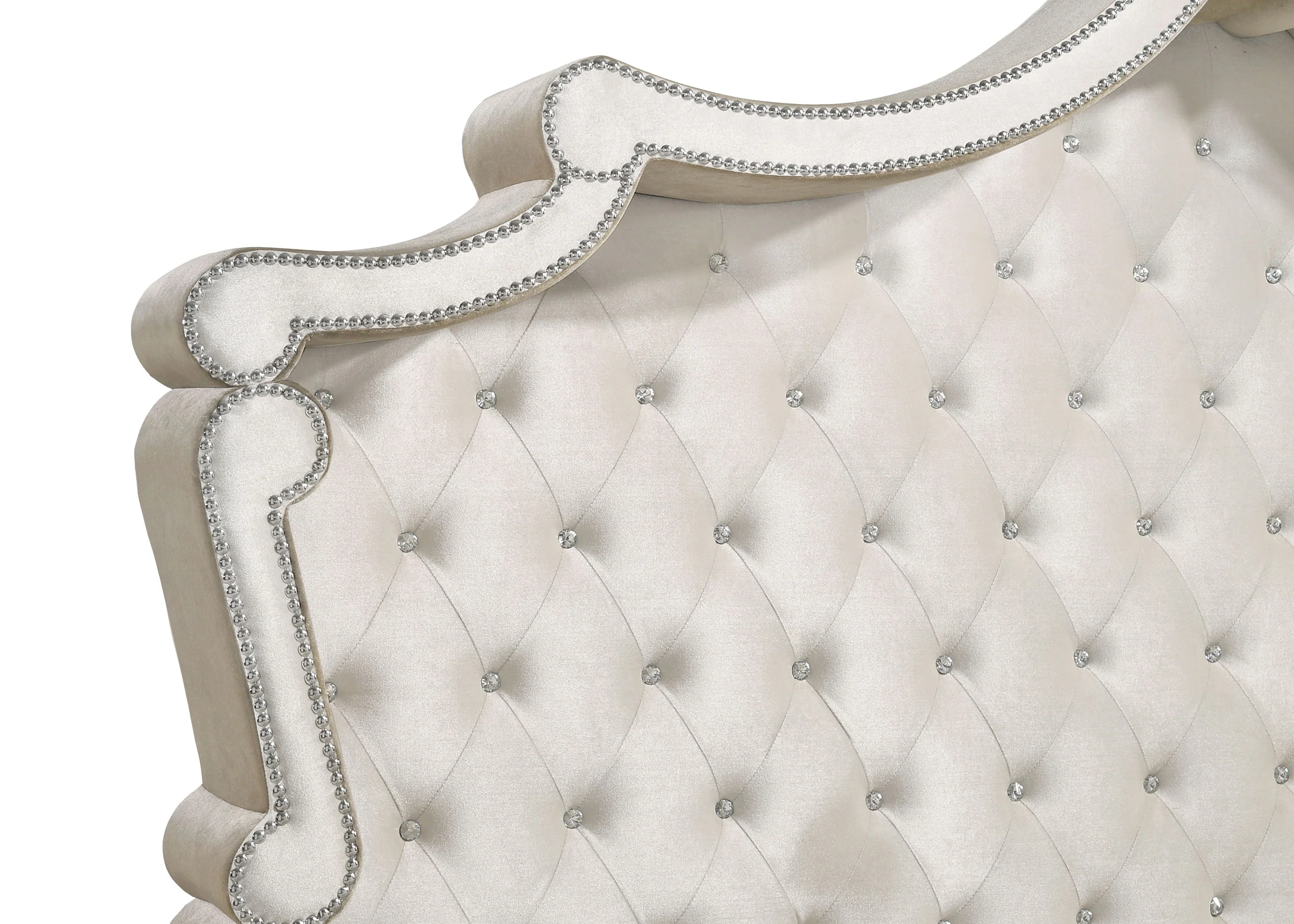 Antonella Ivory/Camel 4-Piece Upholstered Tufted Queen Bedroom Set - Image 7