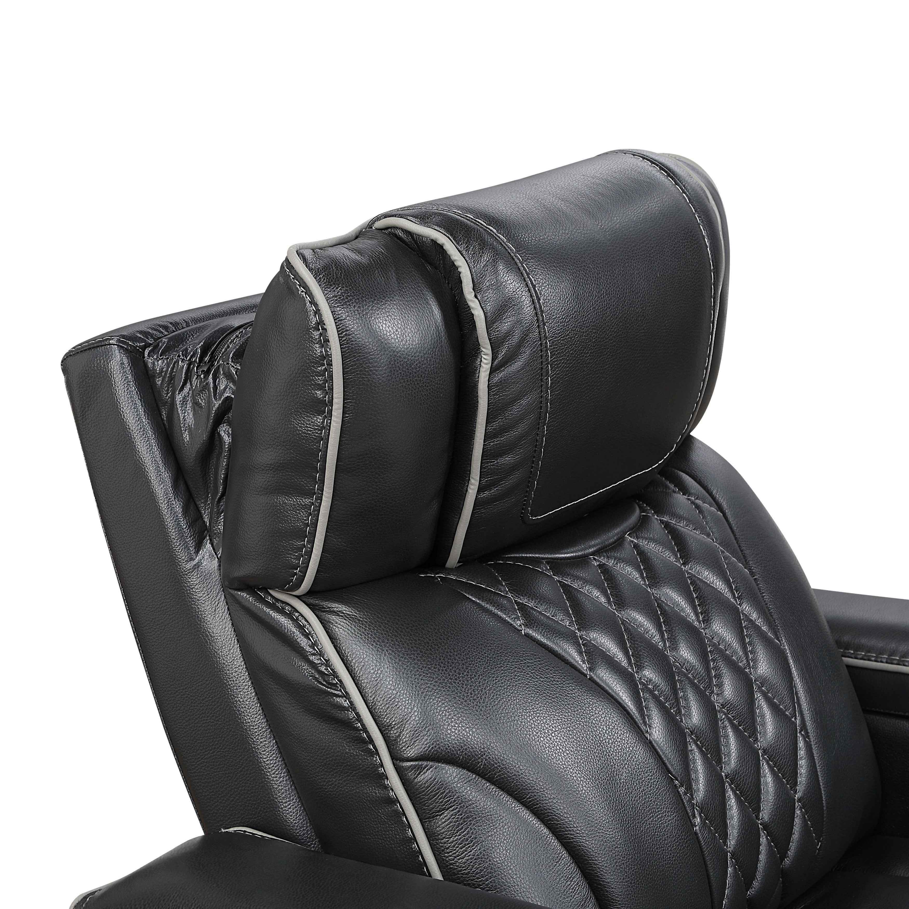 Apex Black Leather Power Double Reclining Loveseat - Image 8