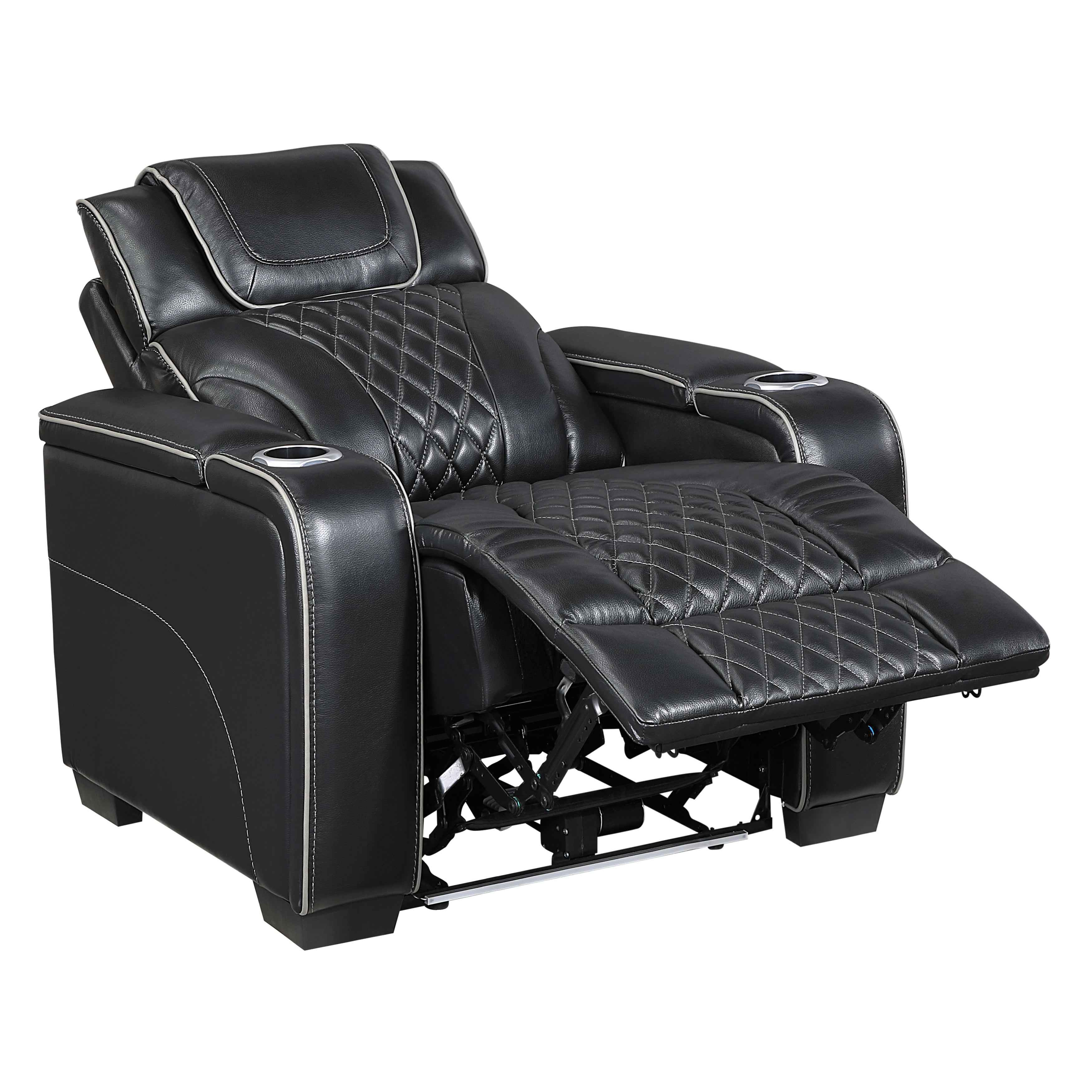 Apex Black Leather Power Reclining Chair - Image 7