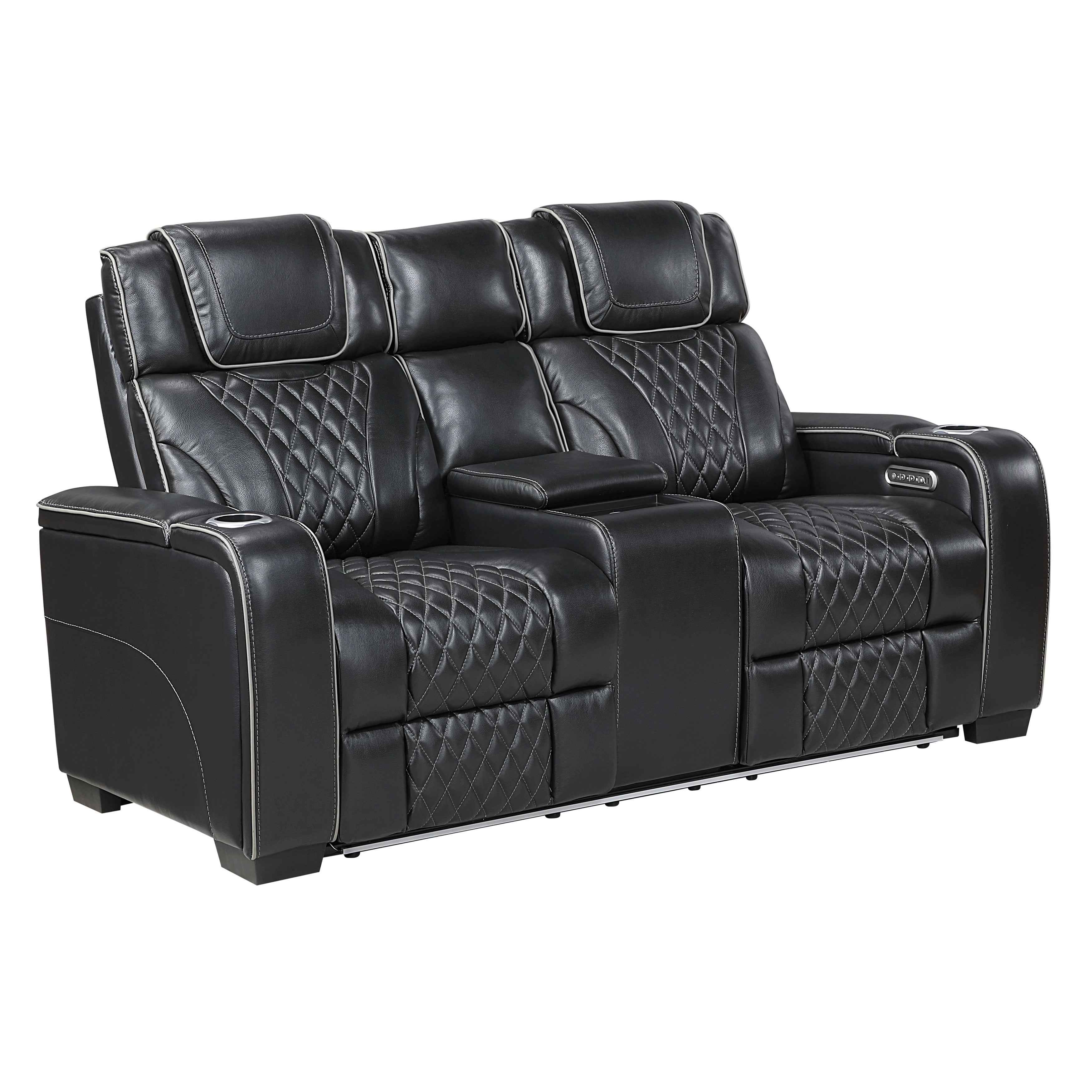 Apex Black Leather Power Reclining Living Room Set - Image 10