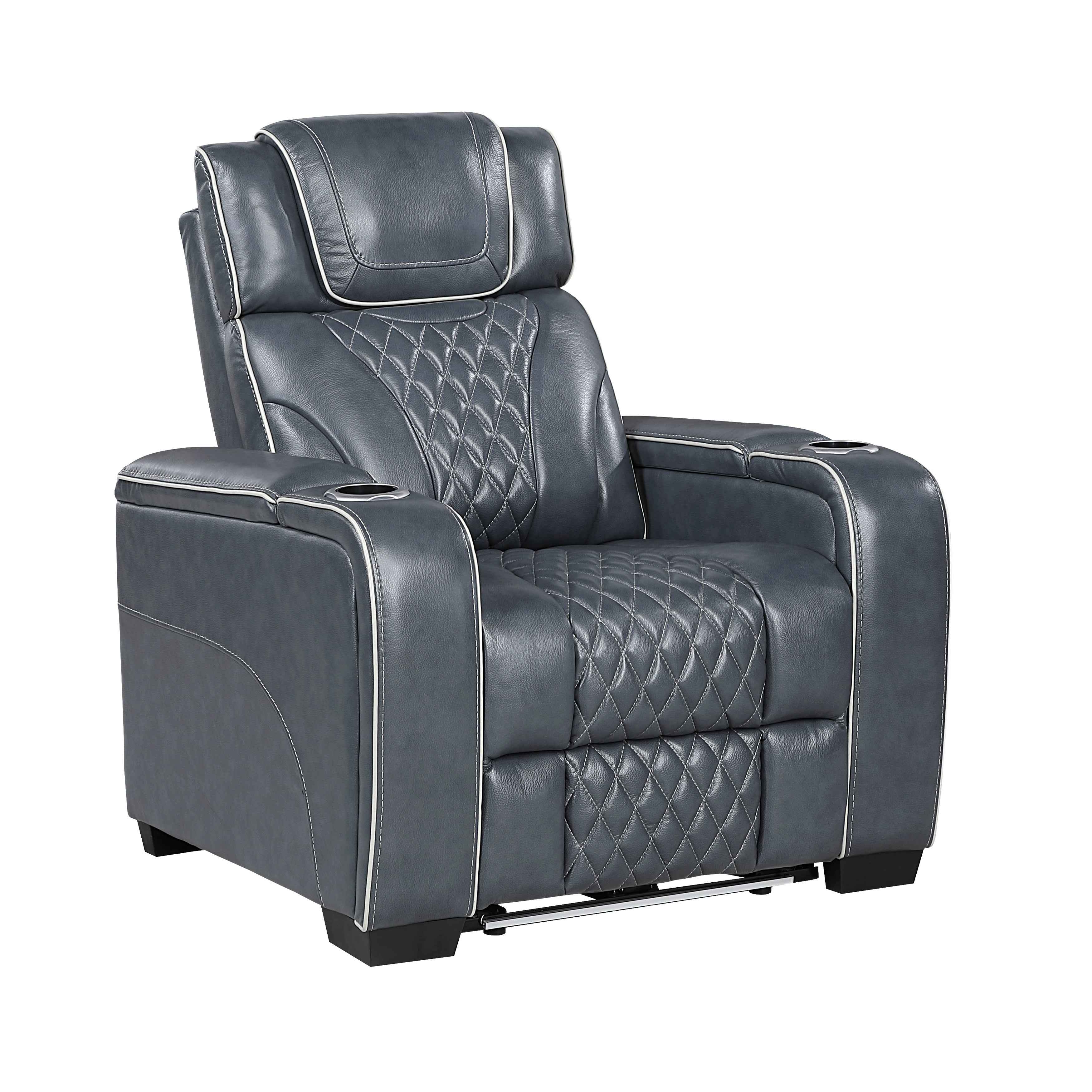 Apex Blue 3-Piece Leather Power Reclining Living Room Sets - Image 18