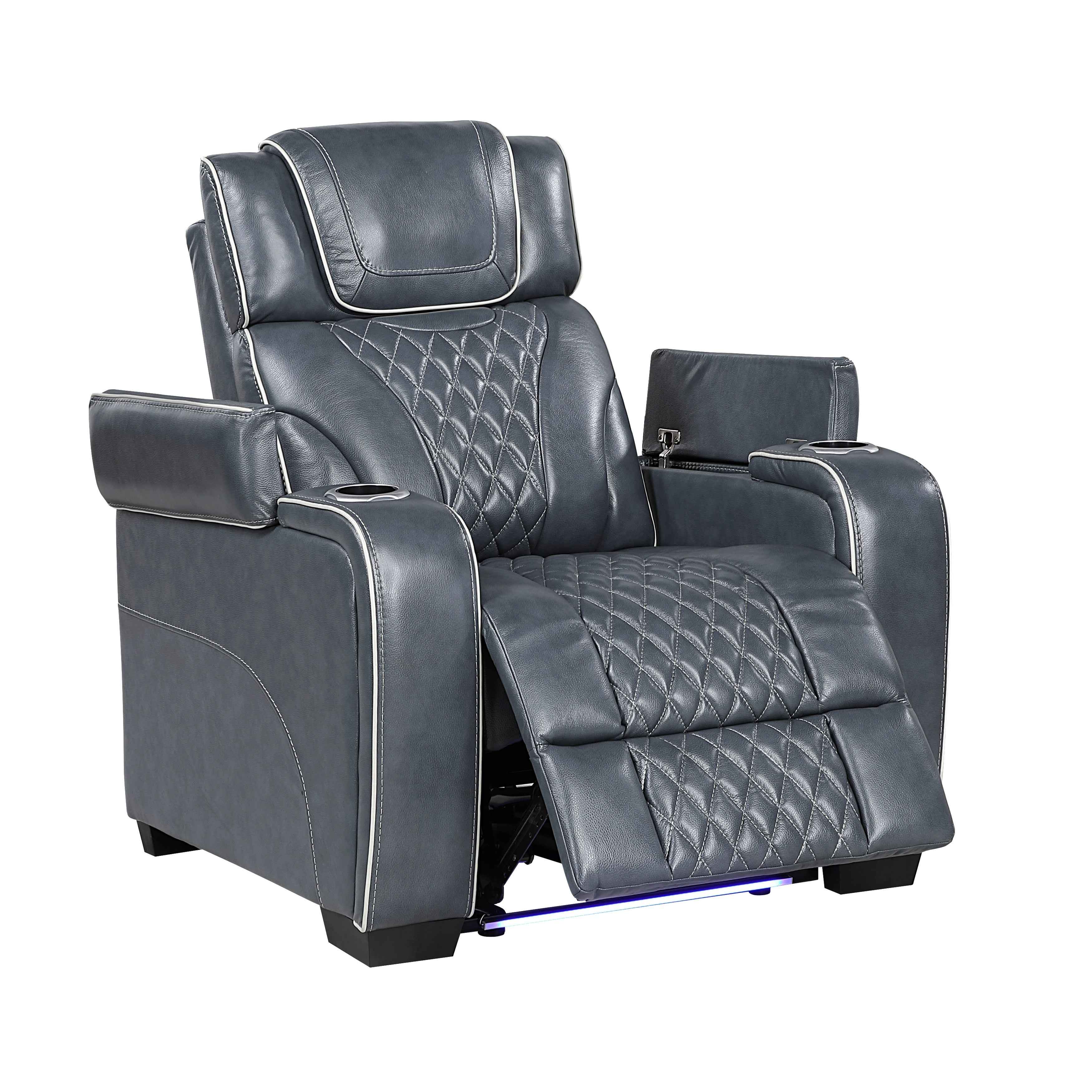 Apex Blue 3-Piece Leather Power Reclining Living Room Sets - Image 23