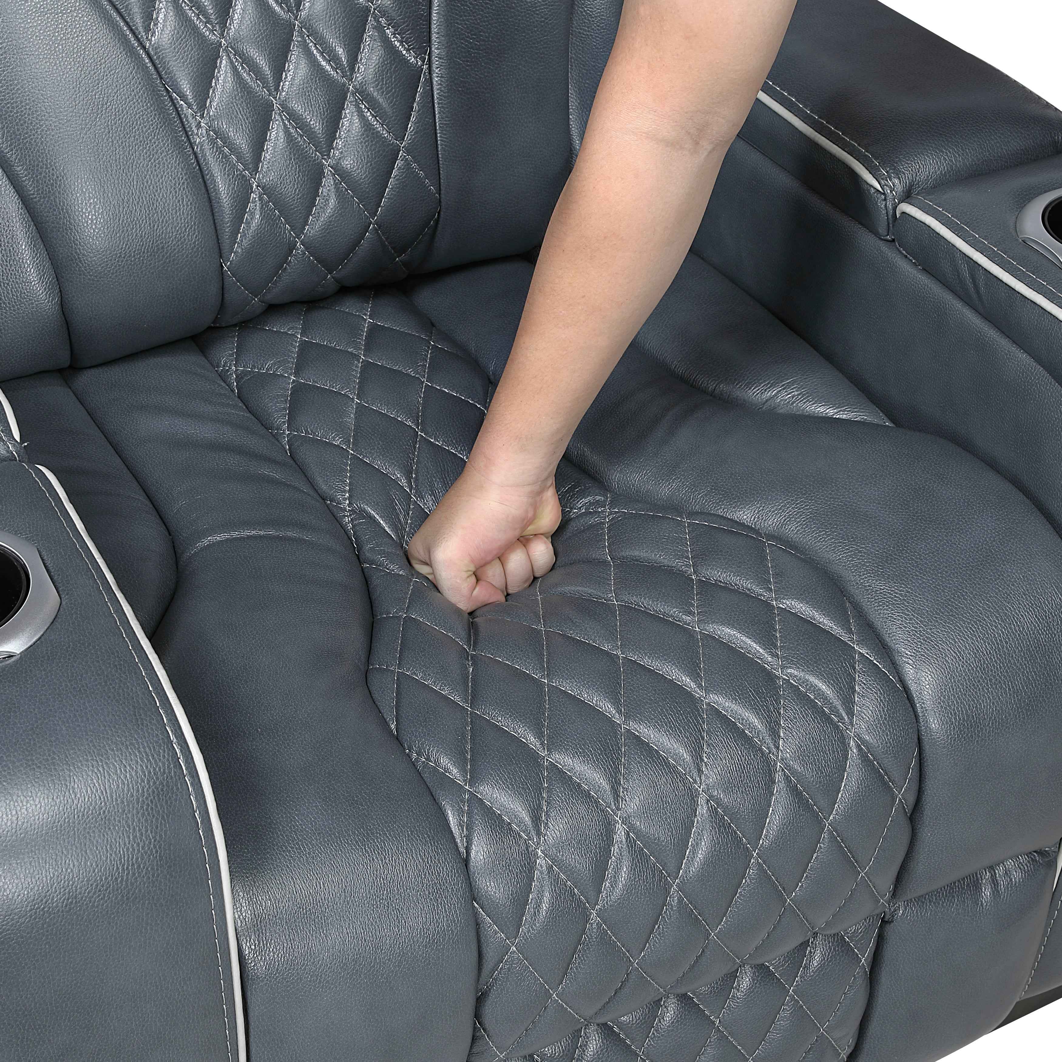 Apex Blue Leather Power Reclining Chair - Image 15