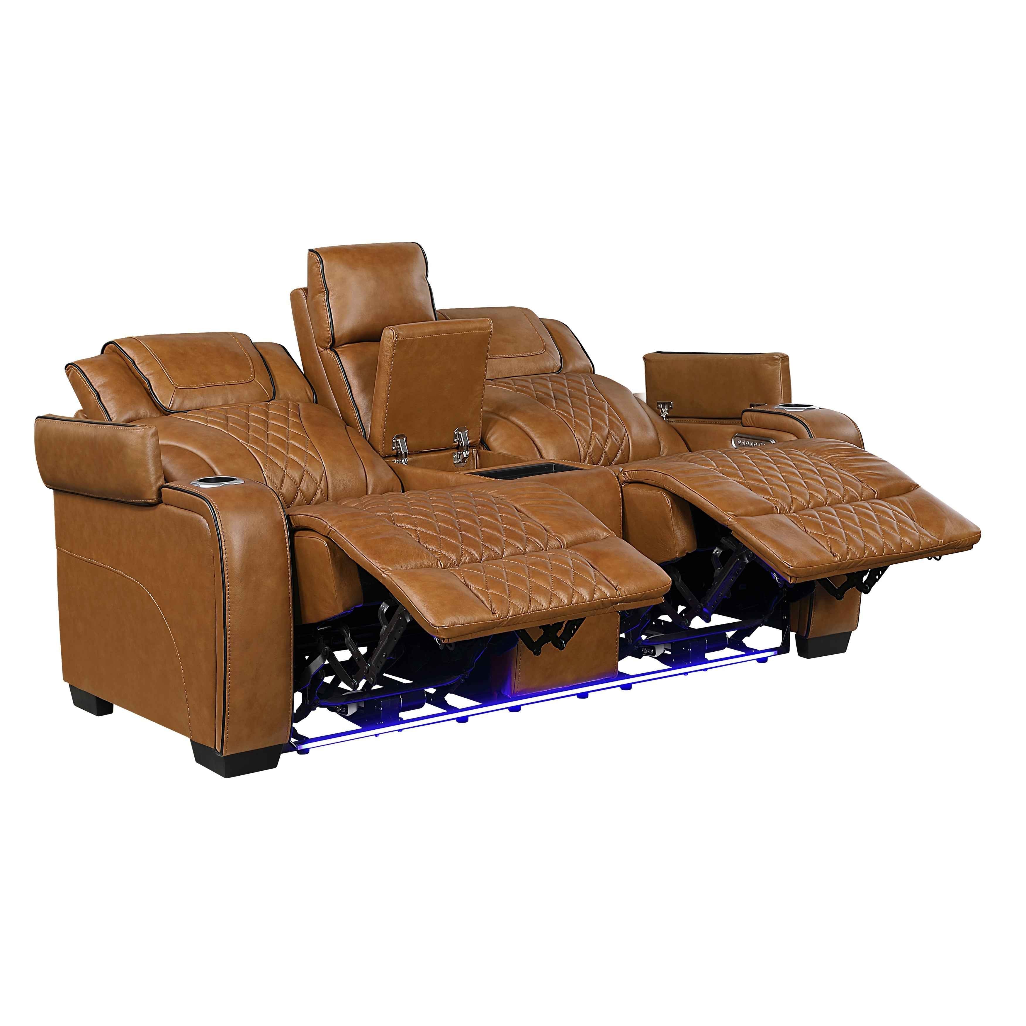 Apex Brown 3-Piece Leather Power Reclining Living Room Set - Image 12