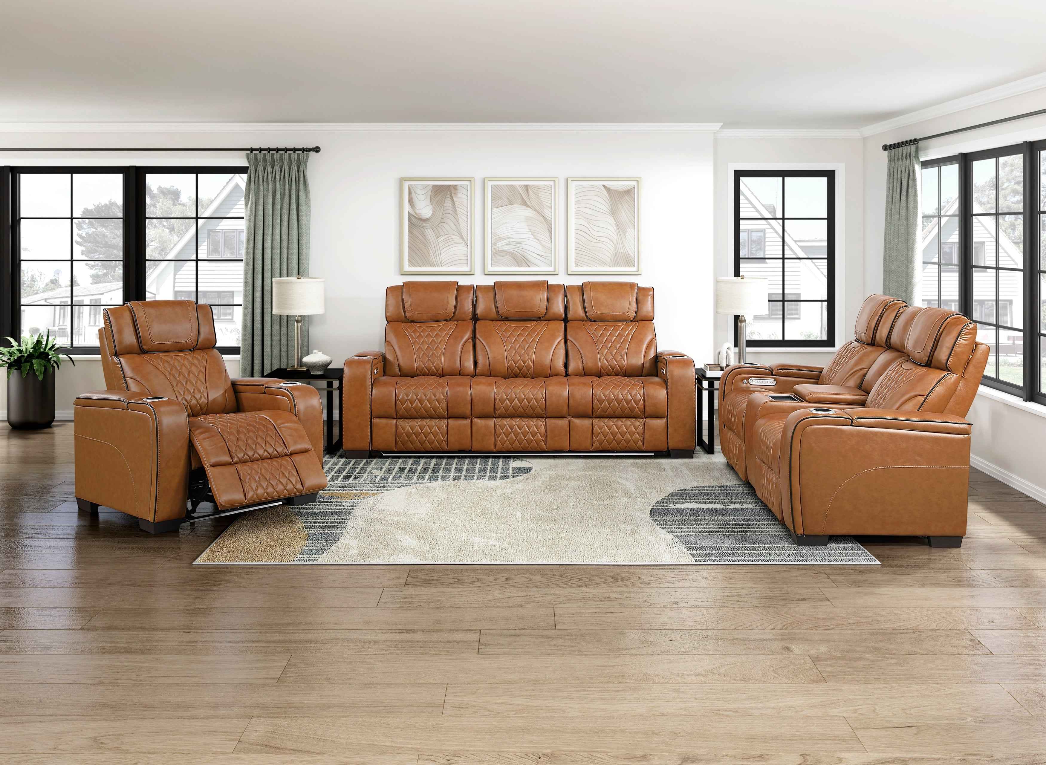 Apex Brown Leather Power Double Reclining Loveseat - Image 15