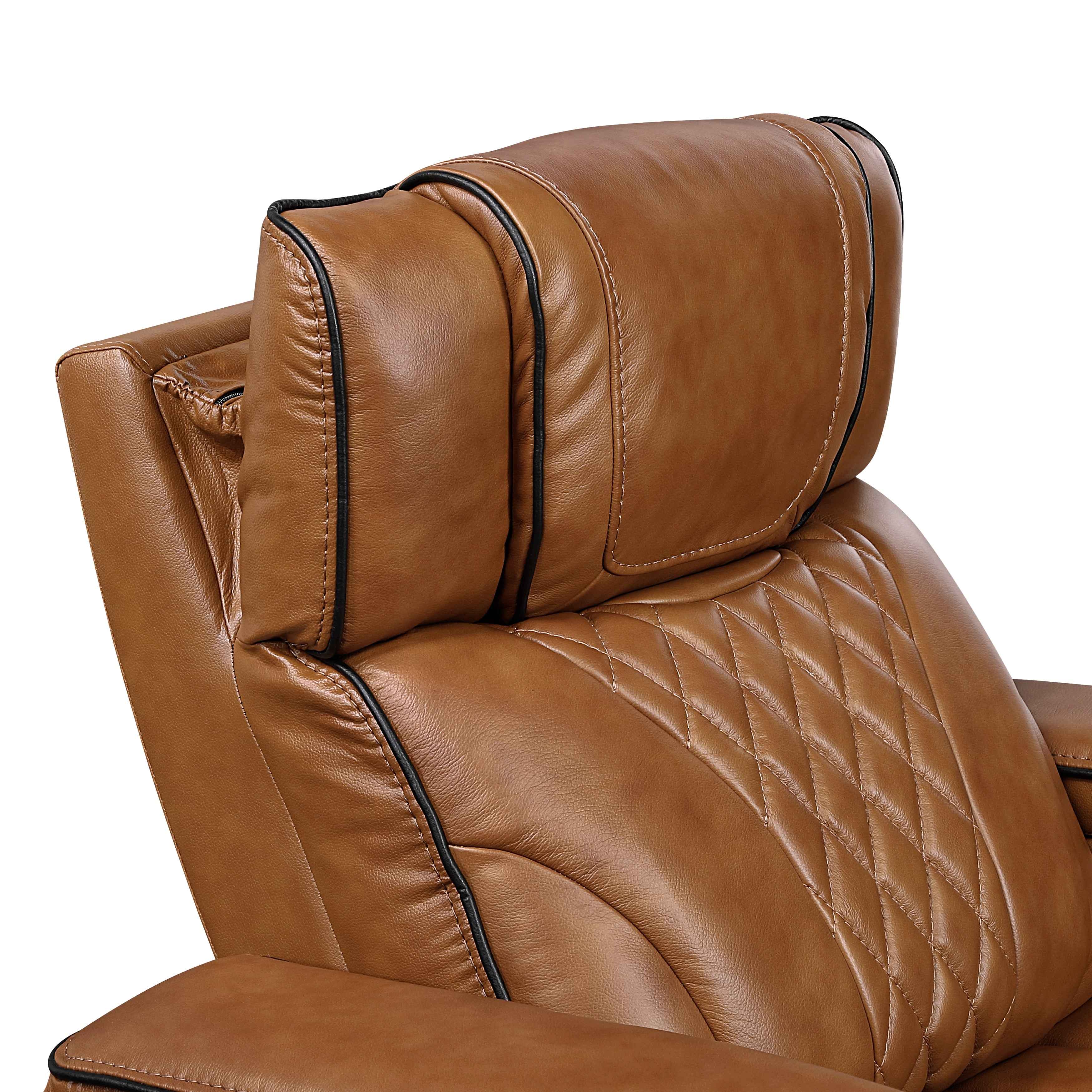 Apex Brown Leather Power Double Reclining Loveseat - Image 9