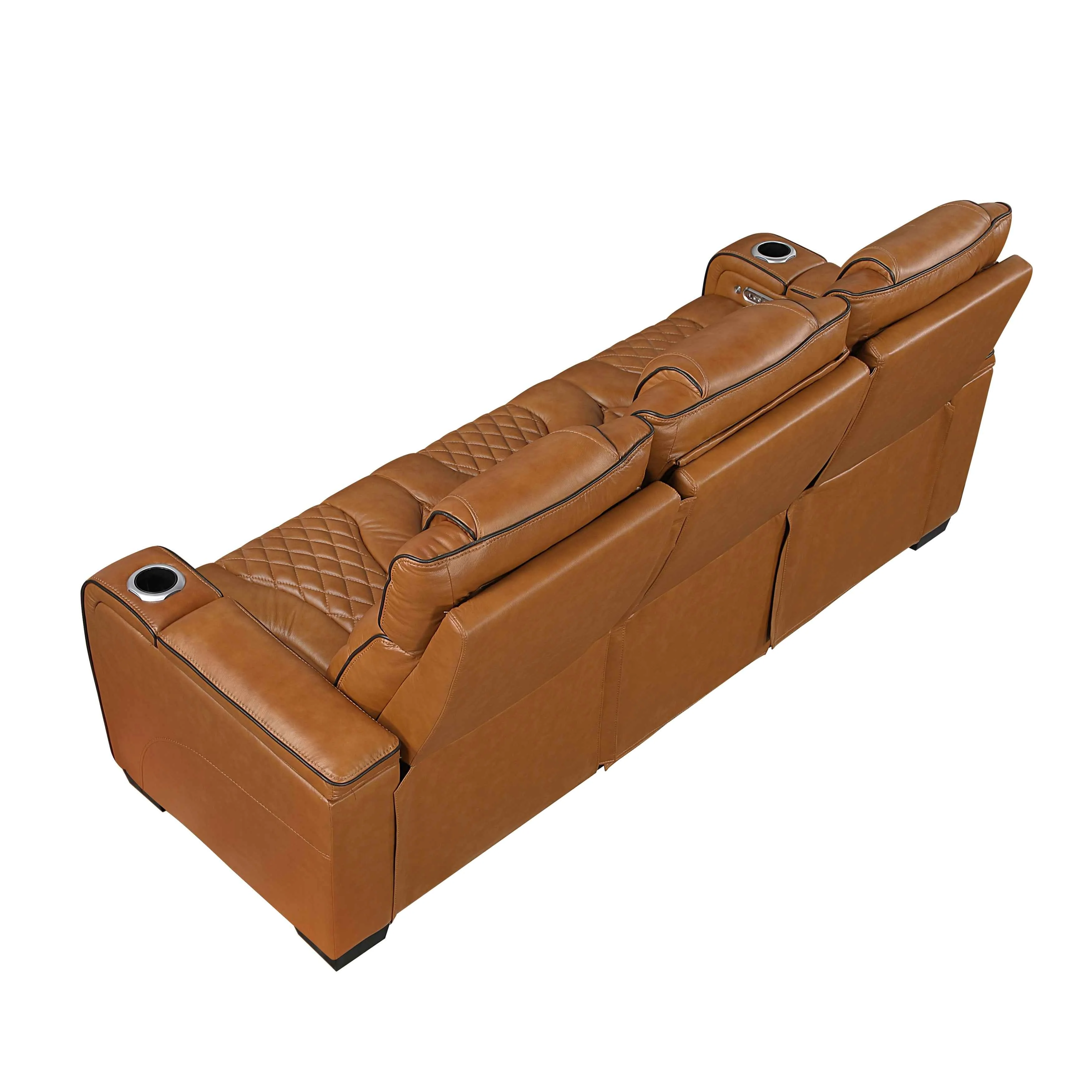Apex Brown Leather Power Double Reclining Sofa - Image 3