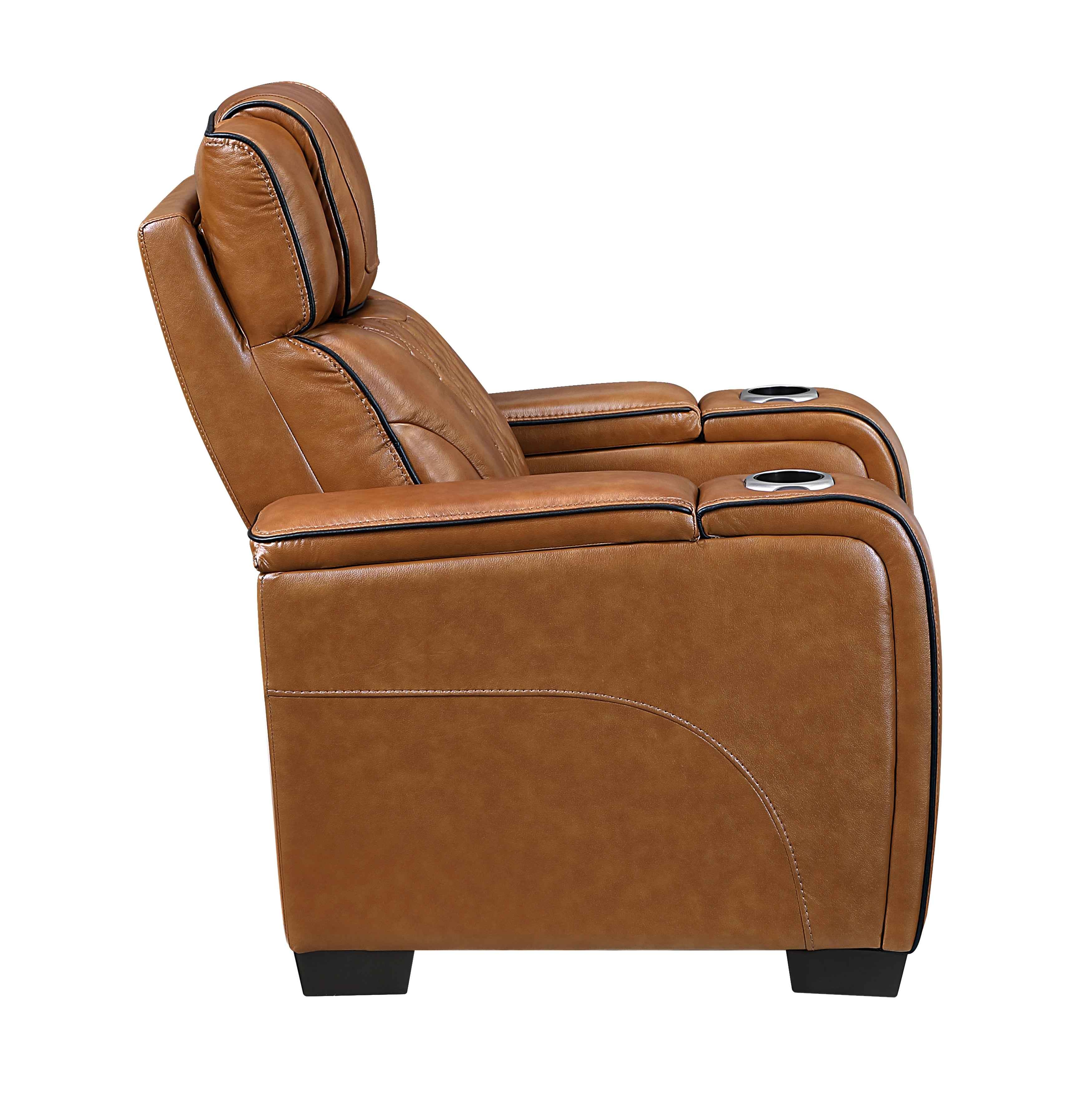 Apex Brown Leather Power Reclining Chair - Image 3