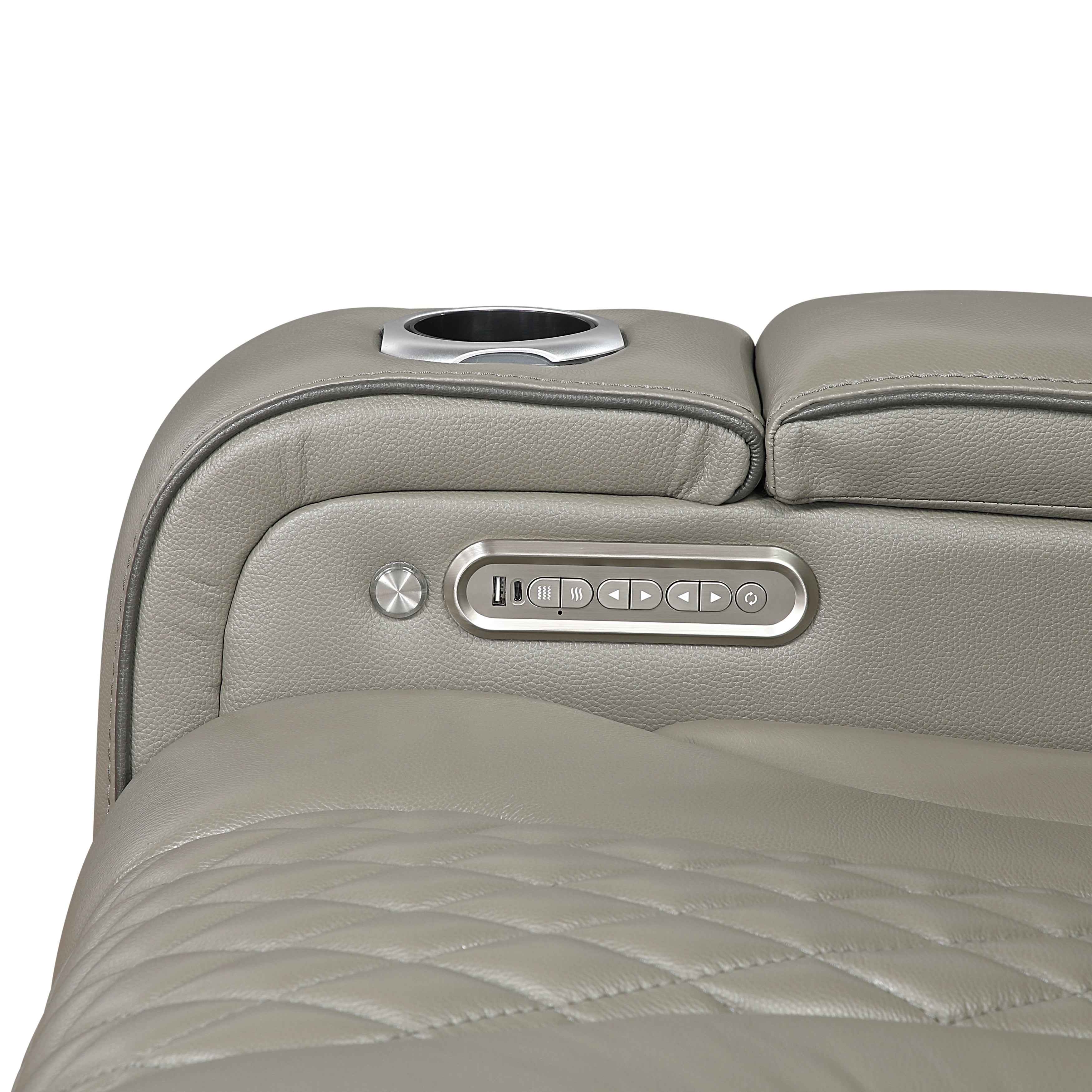 Apex Gray Leather Power Double Reclining Loveseat - Image 8
