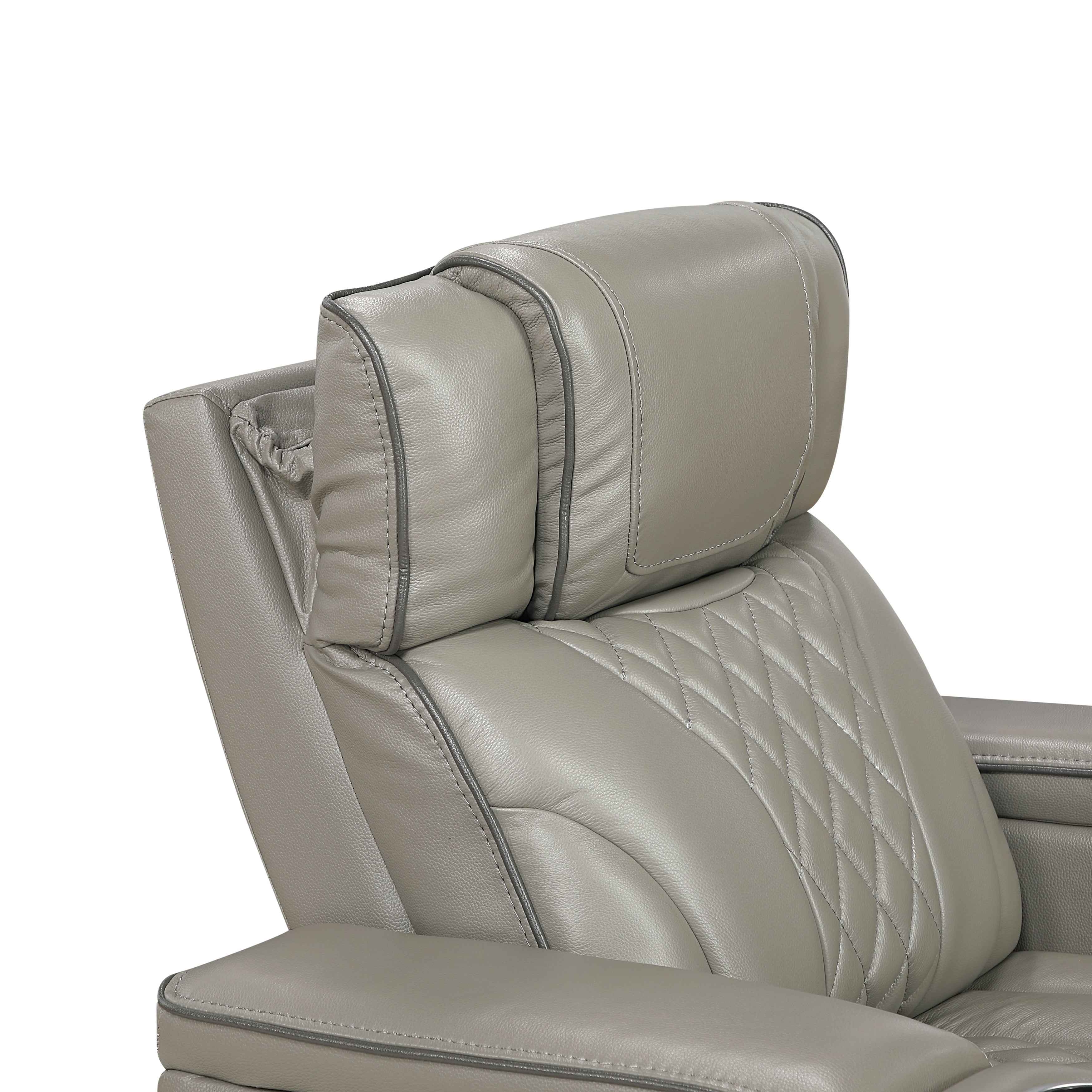 Apex Gray Leather Power Reclining Living Room Set - Image 27