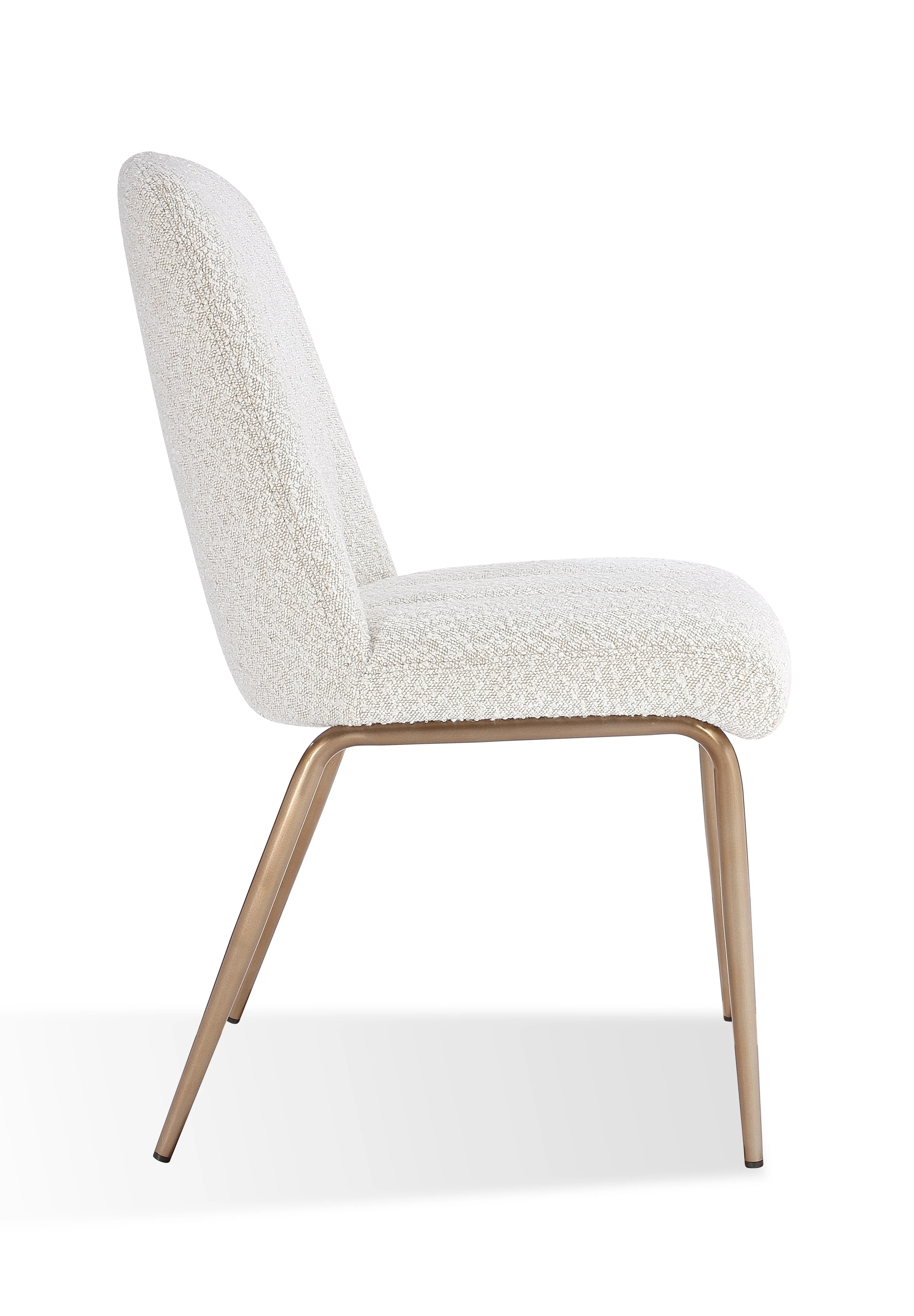 Apollo Upholstered Dining Chair in Ricotta Boucle and Brushed Bronze Metal (Set of 2) - Image 4