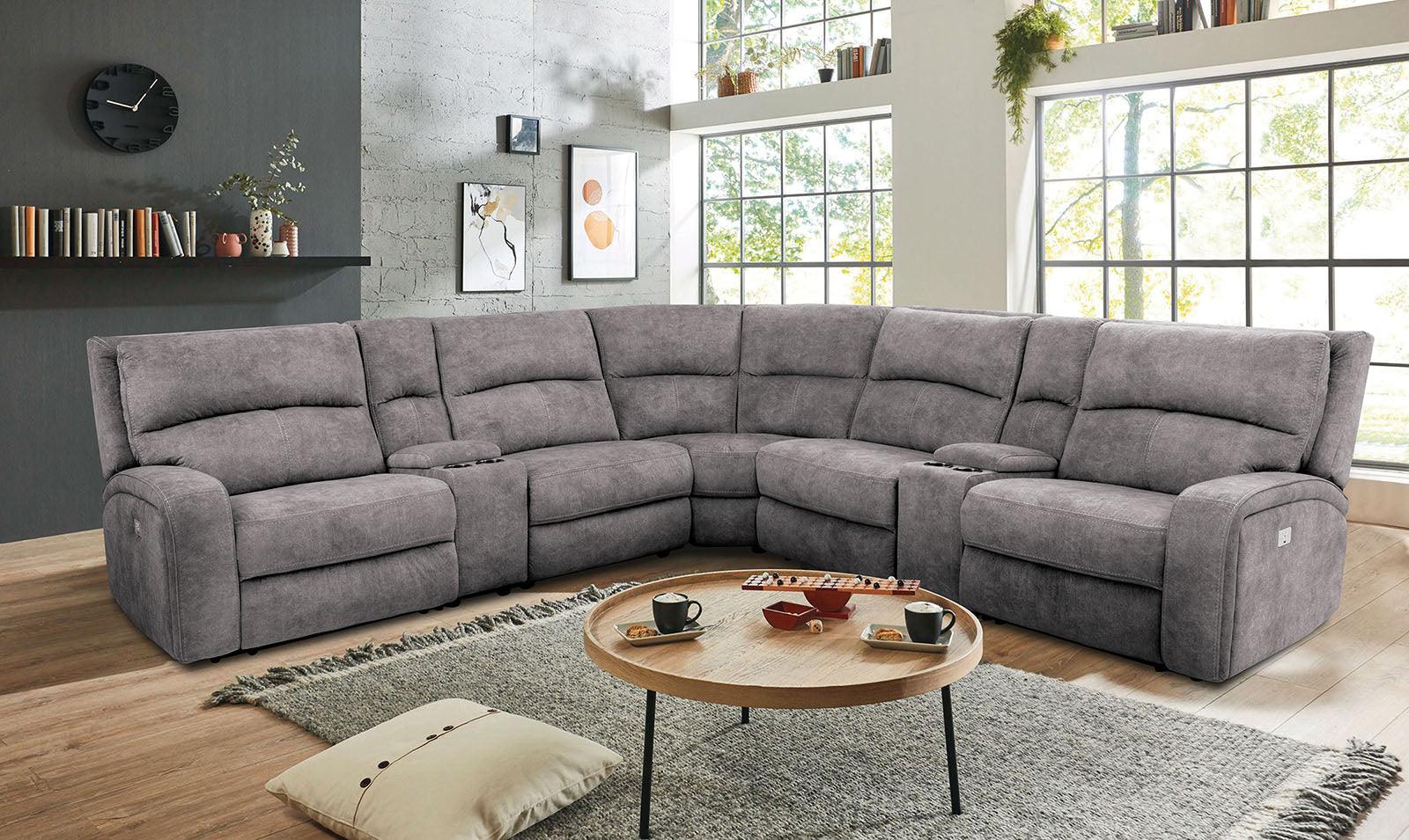 Apostolos Light Gray 7-Piece Power Reclining Sectional