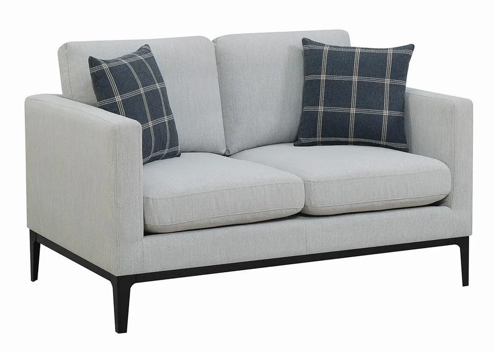 Apperson Light Gray Cushioned Back Loveseat - Image 3