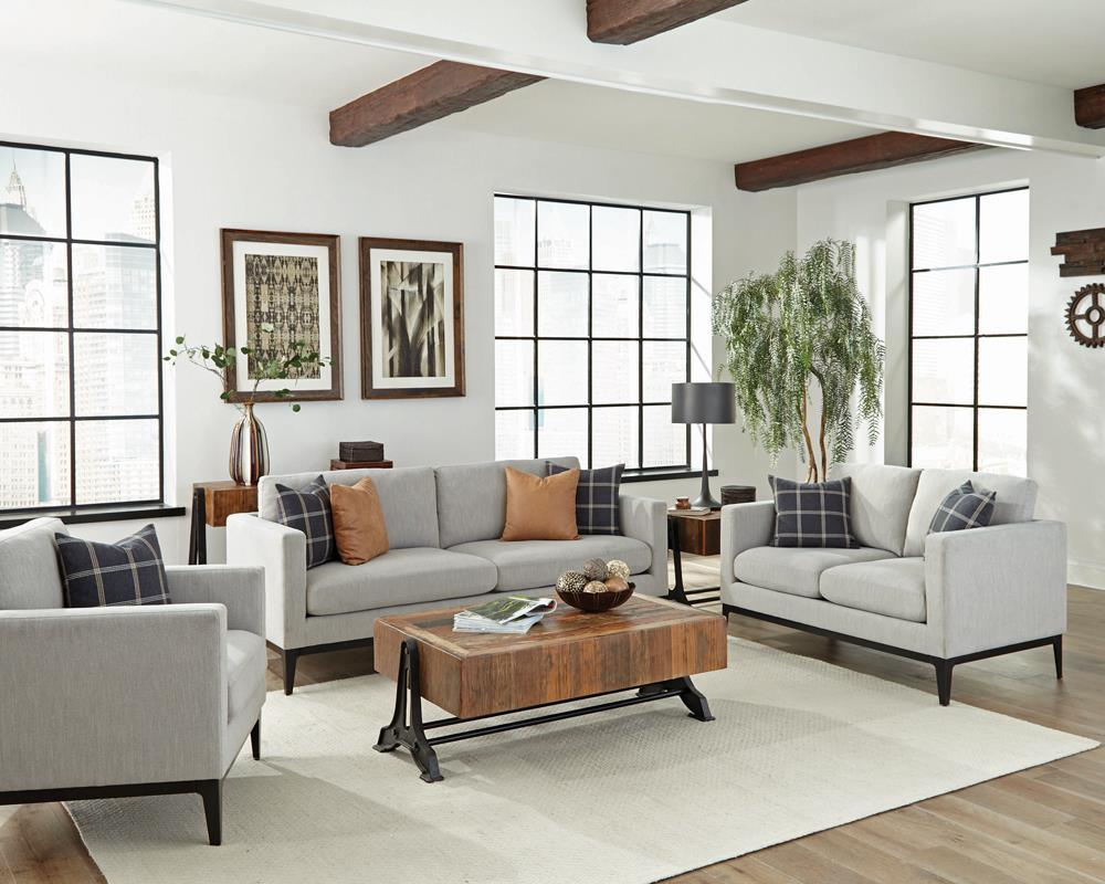 Apperson Upholstered Track Arm Sofa Light Grey - Image 7