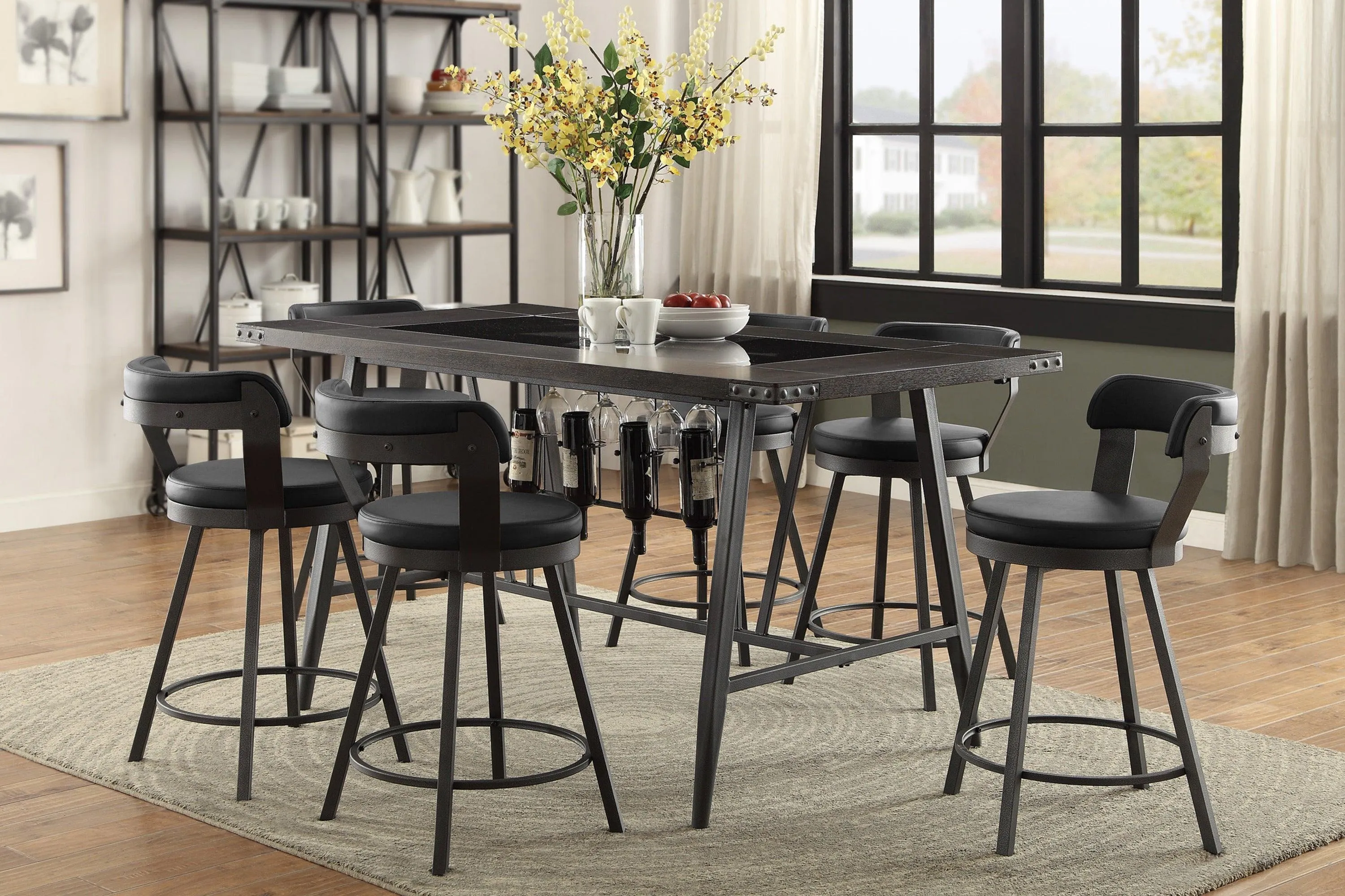Appert Black/Dark Gray Swivel Counter Chair, Set of 2 - Image 3