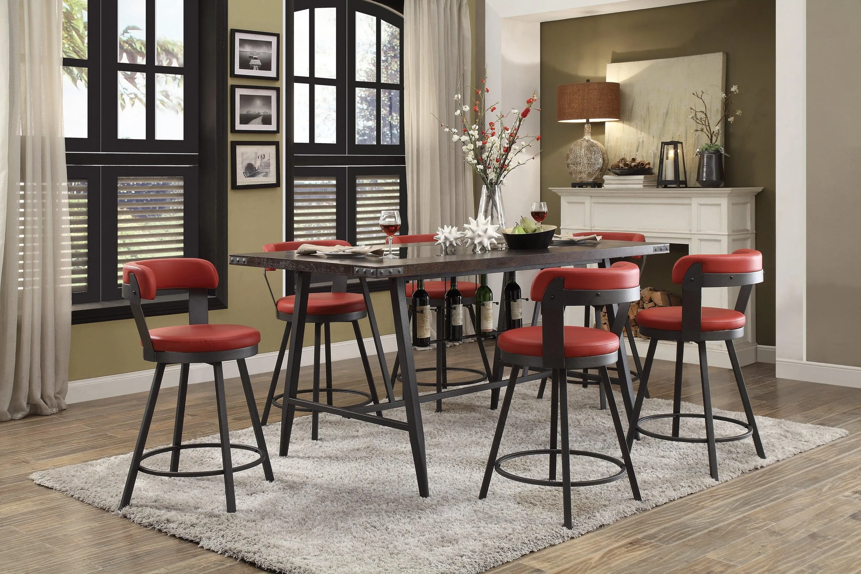 Appert Red/Dark Gray Swivel Counter Chair, Set of 2 - Image 2