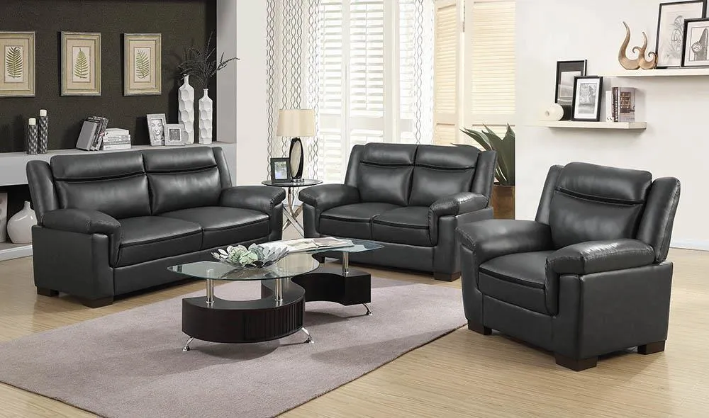 Arabella Gray Upholstered Pillow Top Arm Living Room Set