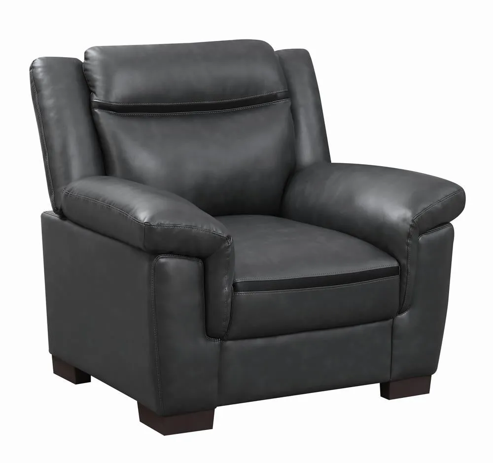 Arabella Gray Upholstered Pillow Top Arm Living Room Set - Image 10