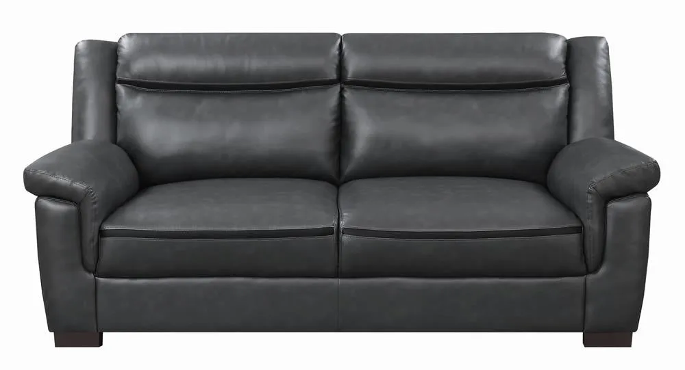 Arabella Gray Upholstered Pillow Top Arm Living Room Set - Image 3