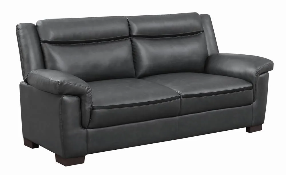 Arabella Gray Upholstered Pillow Top Arm Living Room Set - Image 4