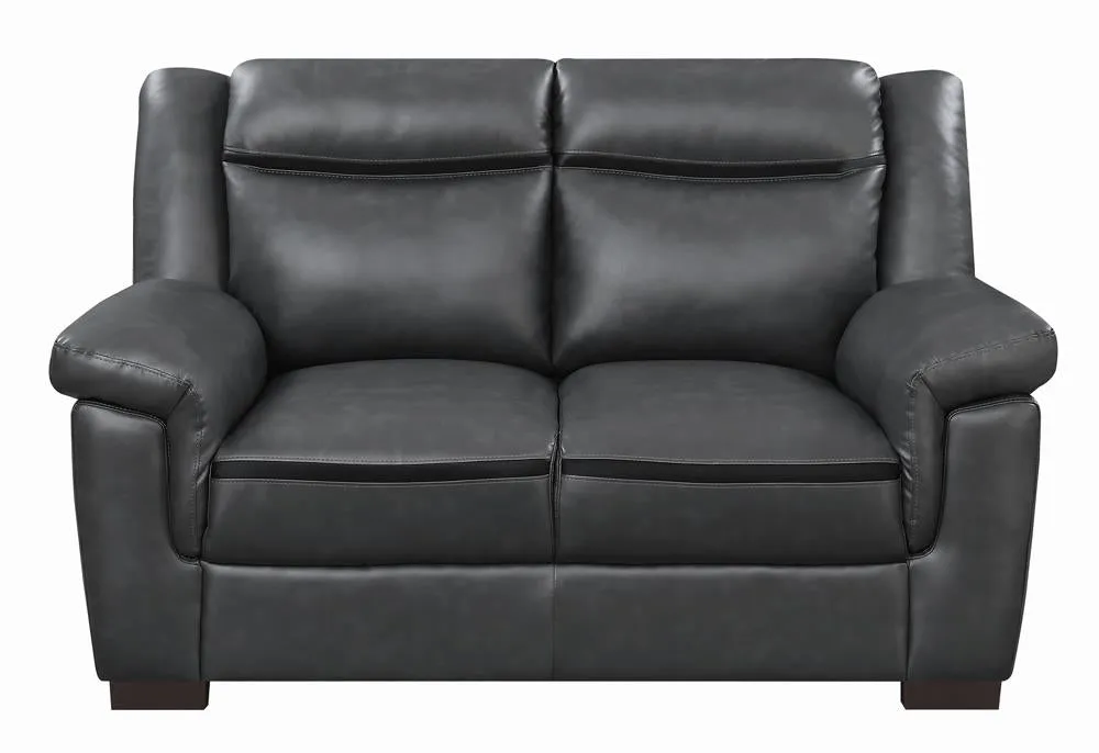 Arabella Gray Upholstered Pillow Top Arm Living Room Set - Image 6