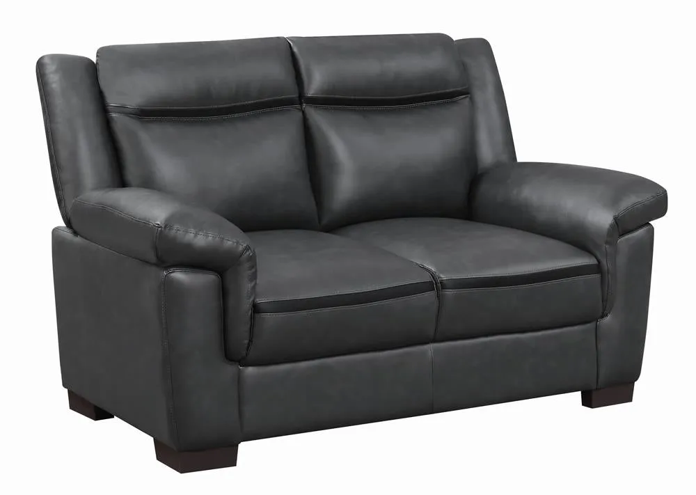 Arabella Gray Upholstered Pillow Top Arm Living Room Set - Image 7