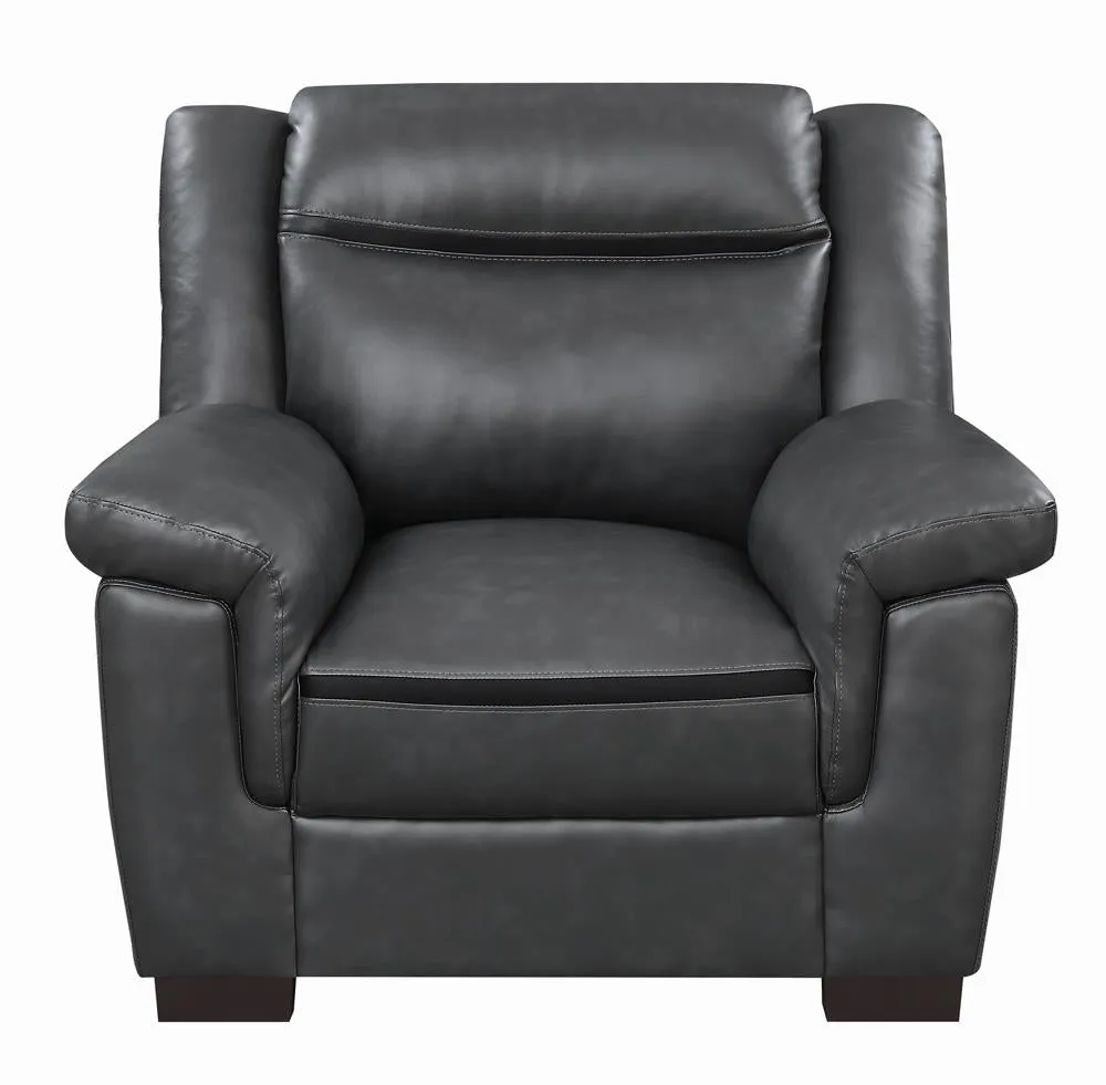 Arabella Gray Upholstered Pillow Top Arm Living Room Set - Image 9