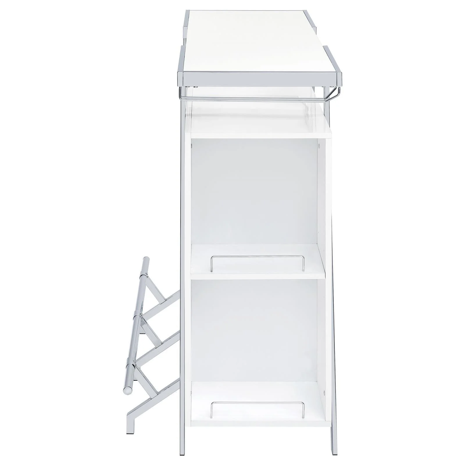 Araceli White Home Bar Wine Cabinet High Gloss and Chrome - Image 12
