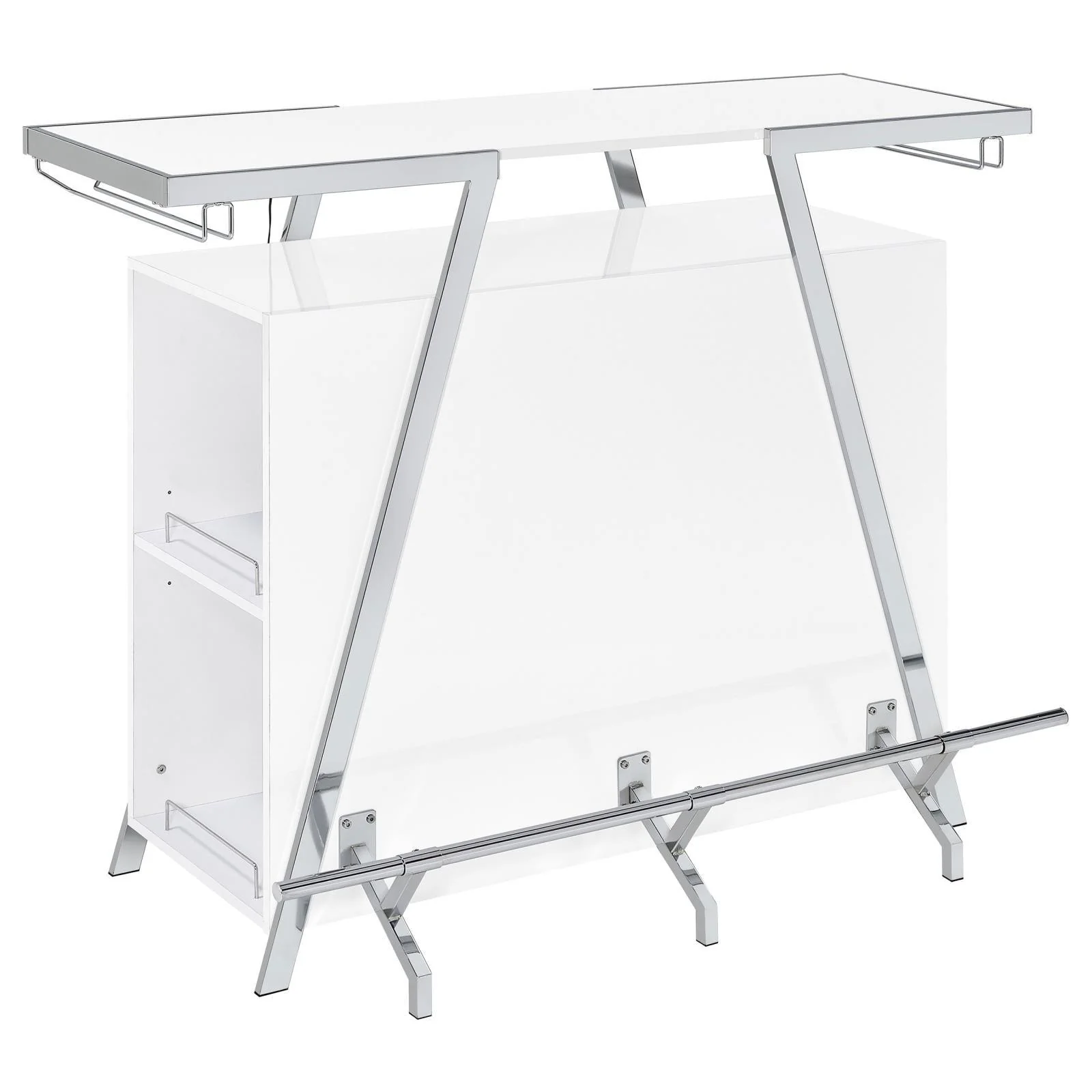 Araceli White Home Bar Wine Cabinet High Gloss and Chrome - Image 30