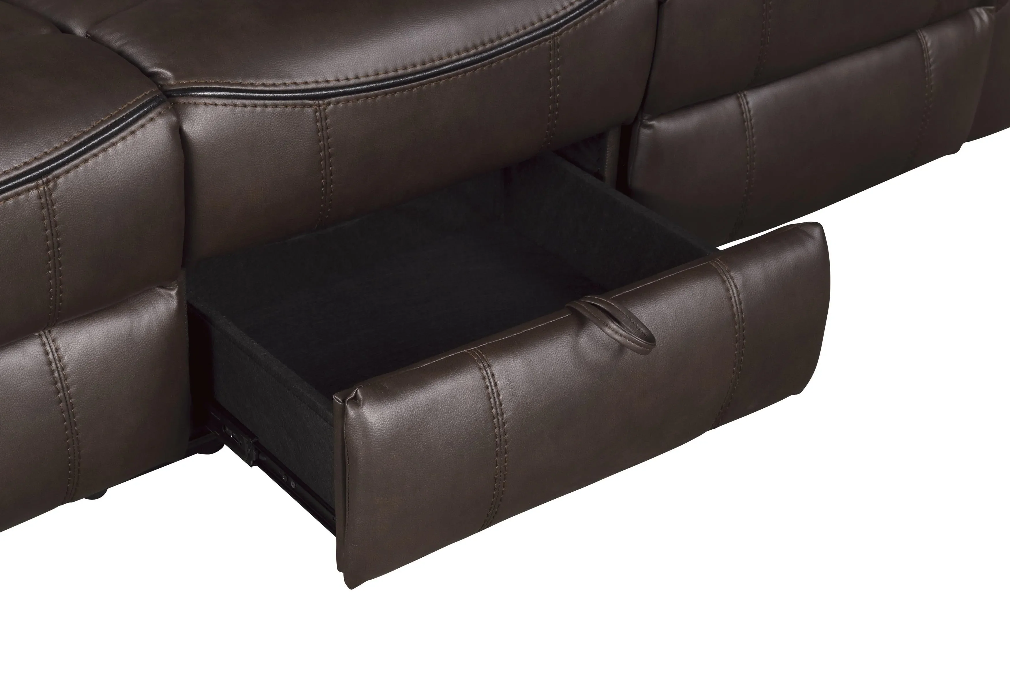 Aram Dark Brown Faux Leather Double Reclining Sofa - Image 11