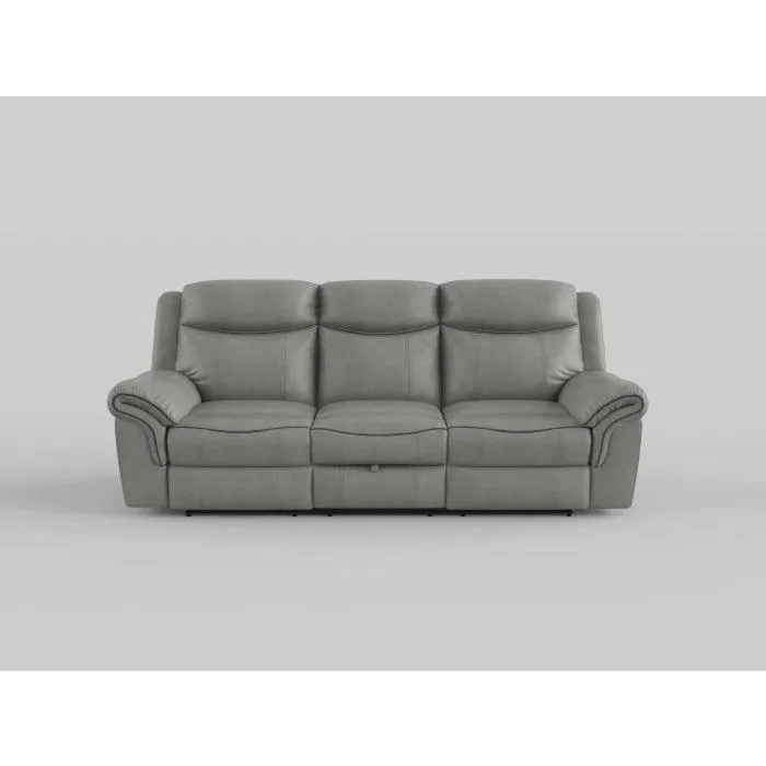 Aram Gray Faux Leather Double Reclining Sofa - Image 4