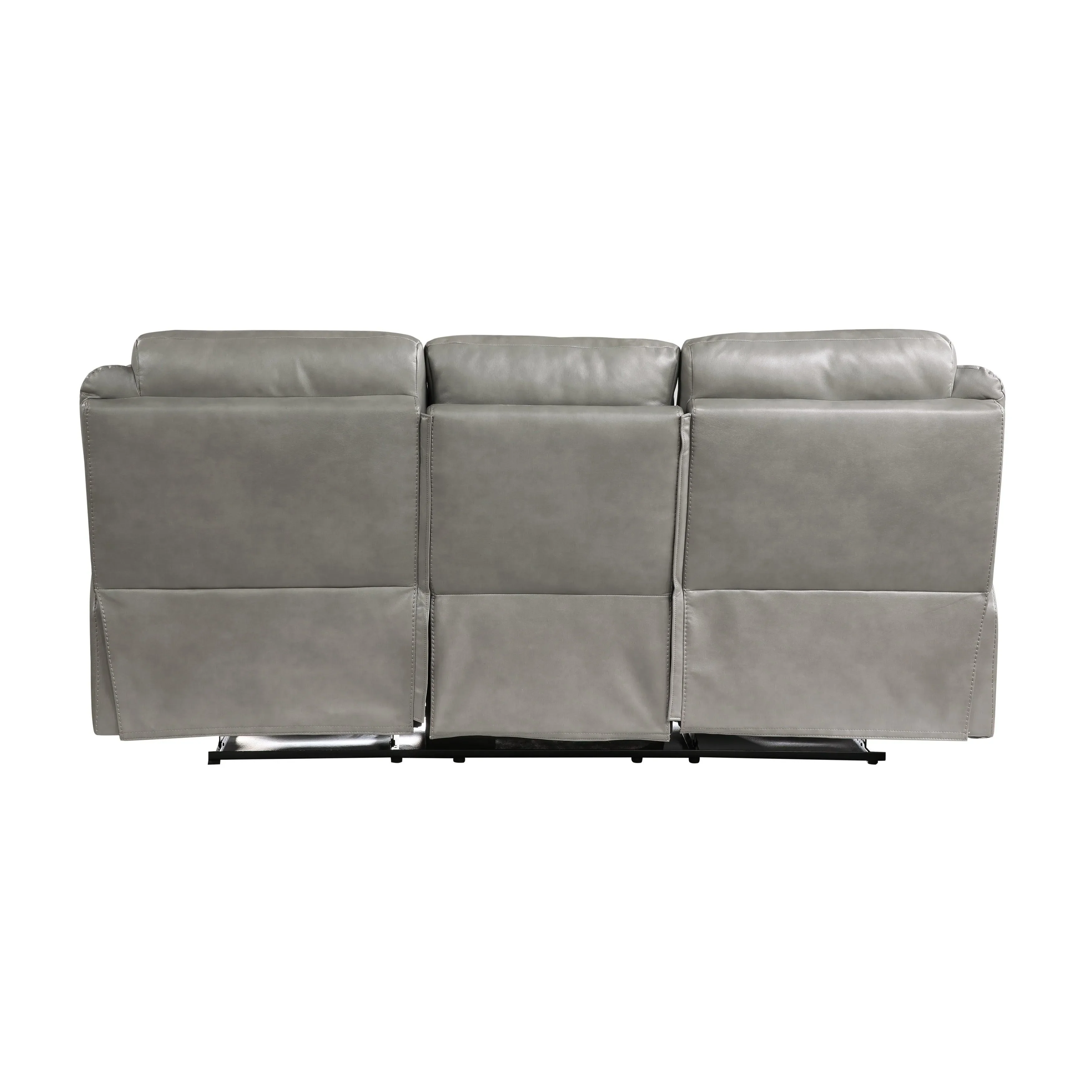 Aram Gray Faux Leather Double Reclining Sofa - Image 6