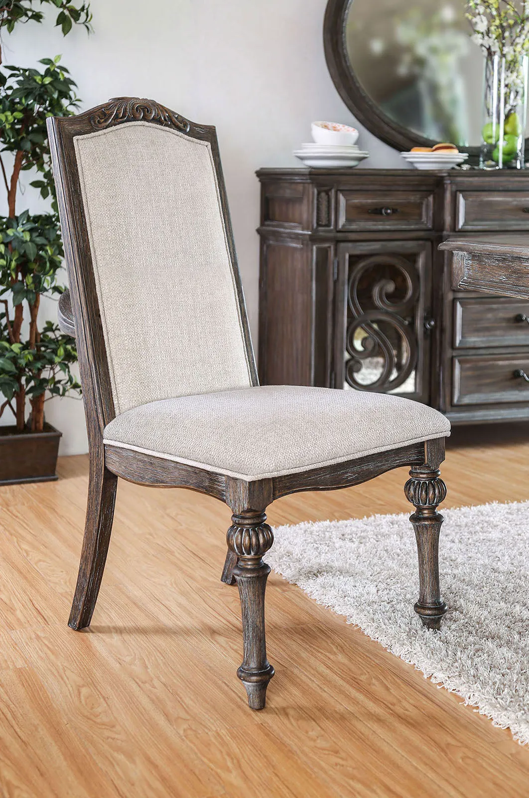 Arcadia Rustic Natural Tone/Ivory 5 Pc Round Dining Table Set - Image 2