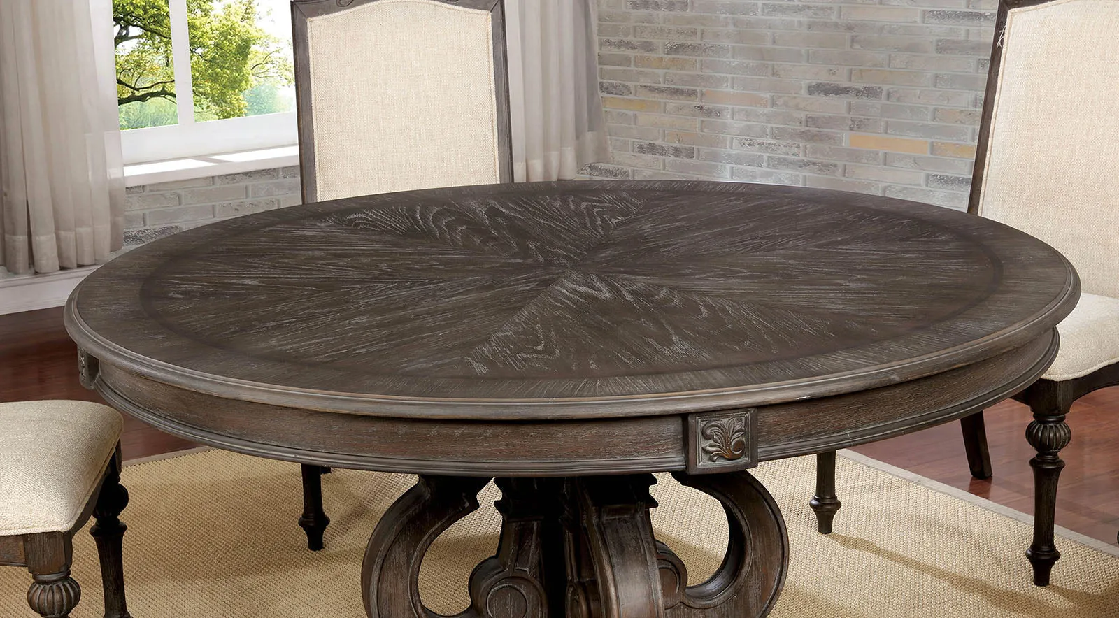 Arcadia Rustic Natural Tone/Ivory 5 Pc Round Dining Table Set - Image 5