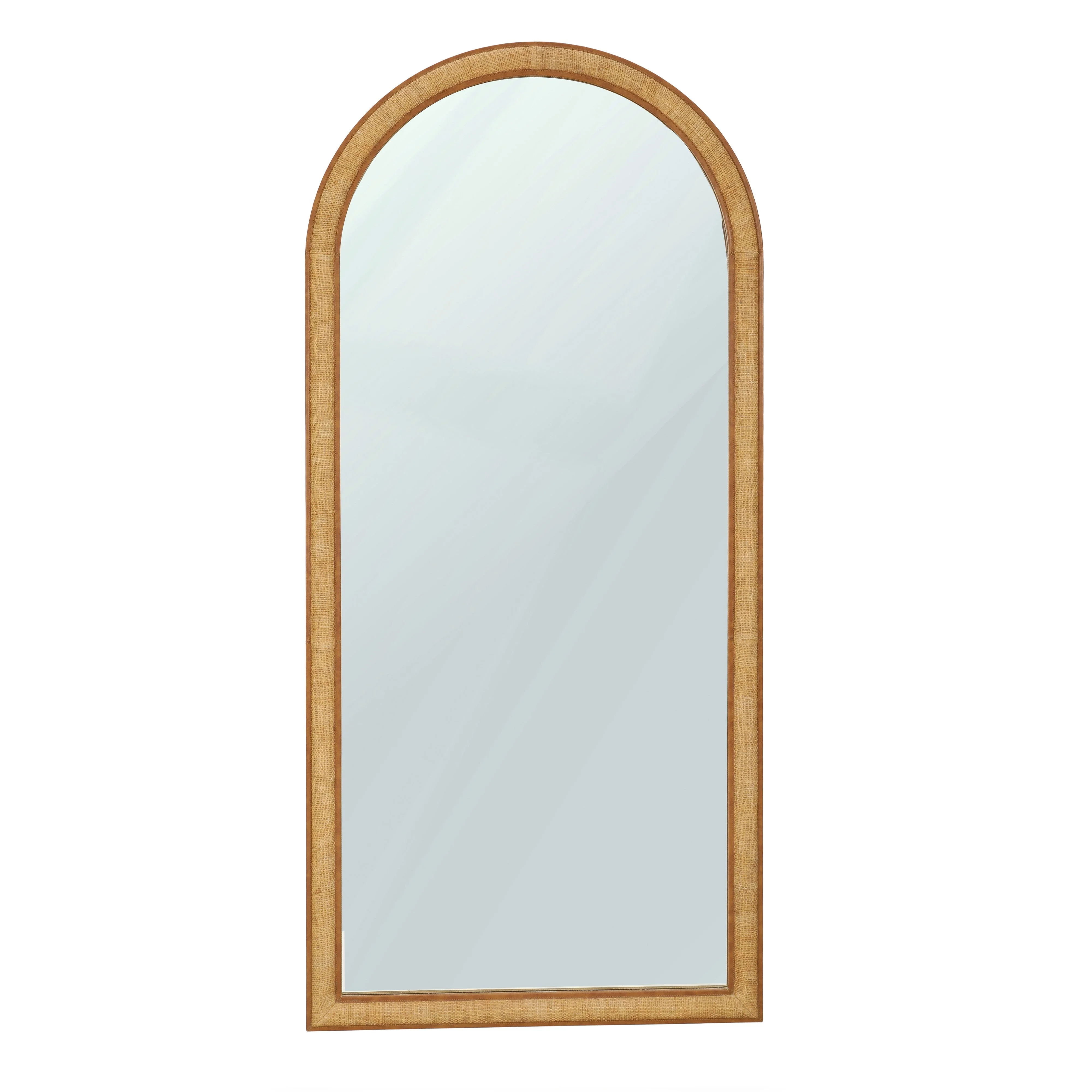 Arch 72" Natural Raffia Designer Floor Mirror