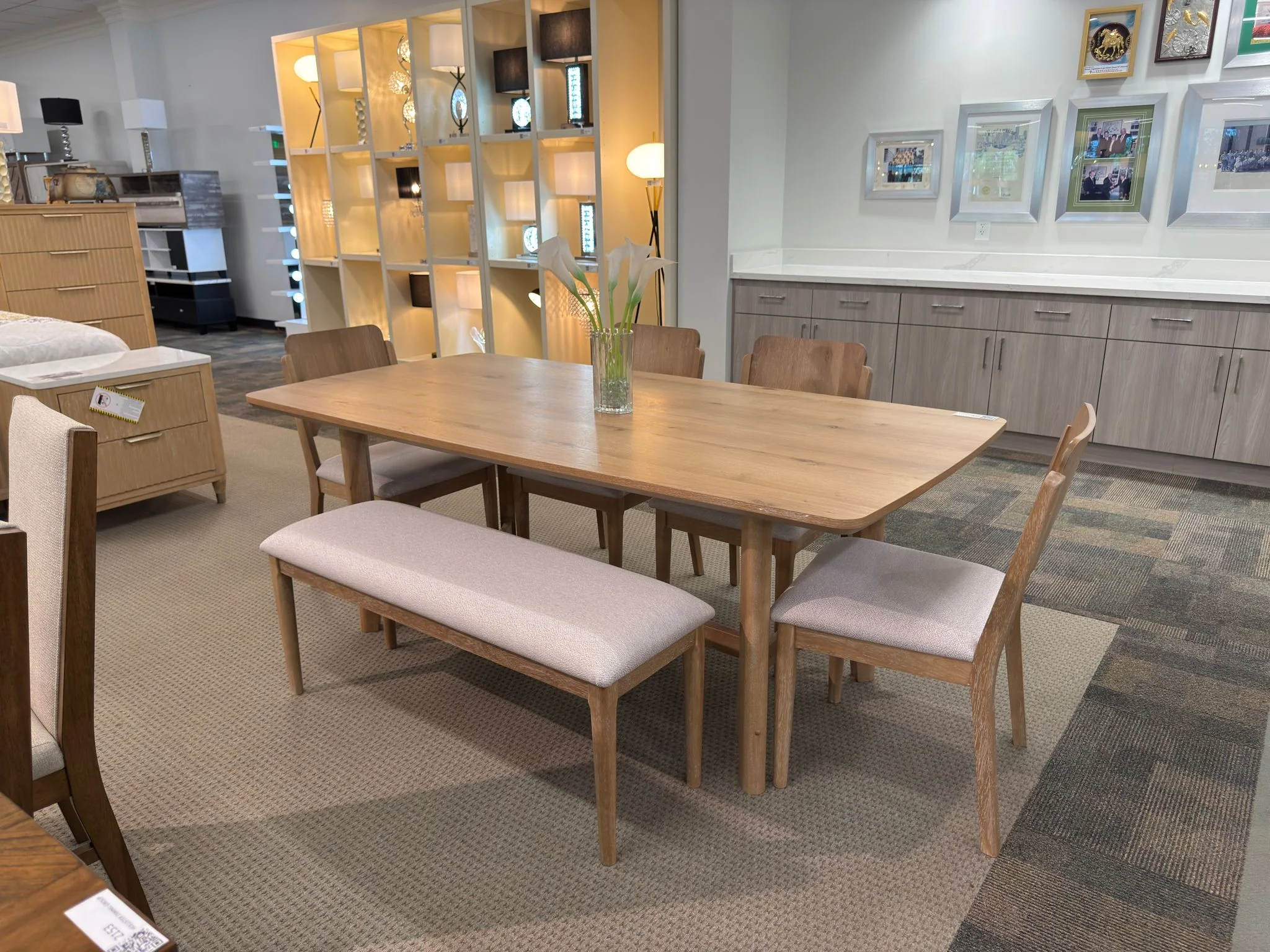 Arden Warm Wood and Beige Dining Set - Image 2