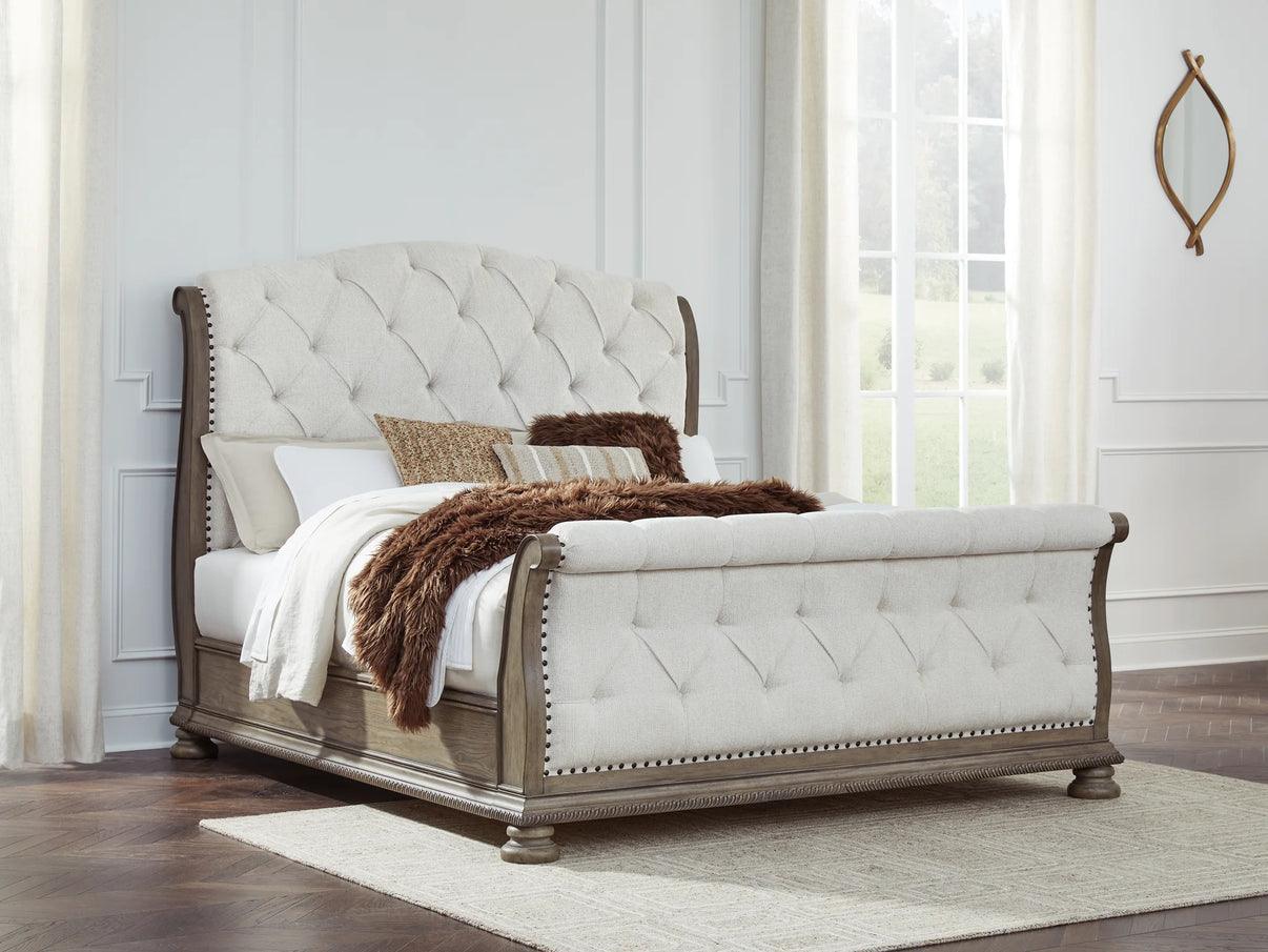 Ardenfield Light Brown Queen Upholstered Sleigh Bed