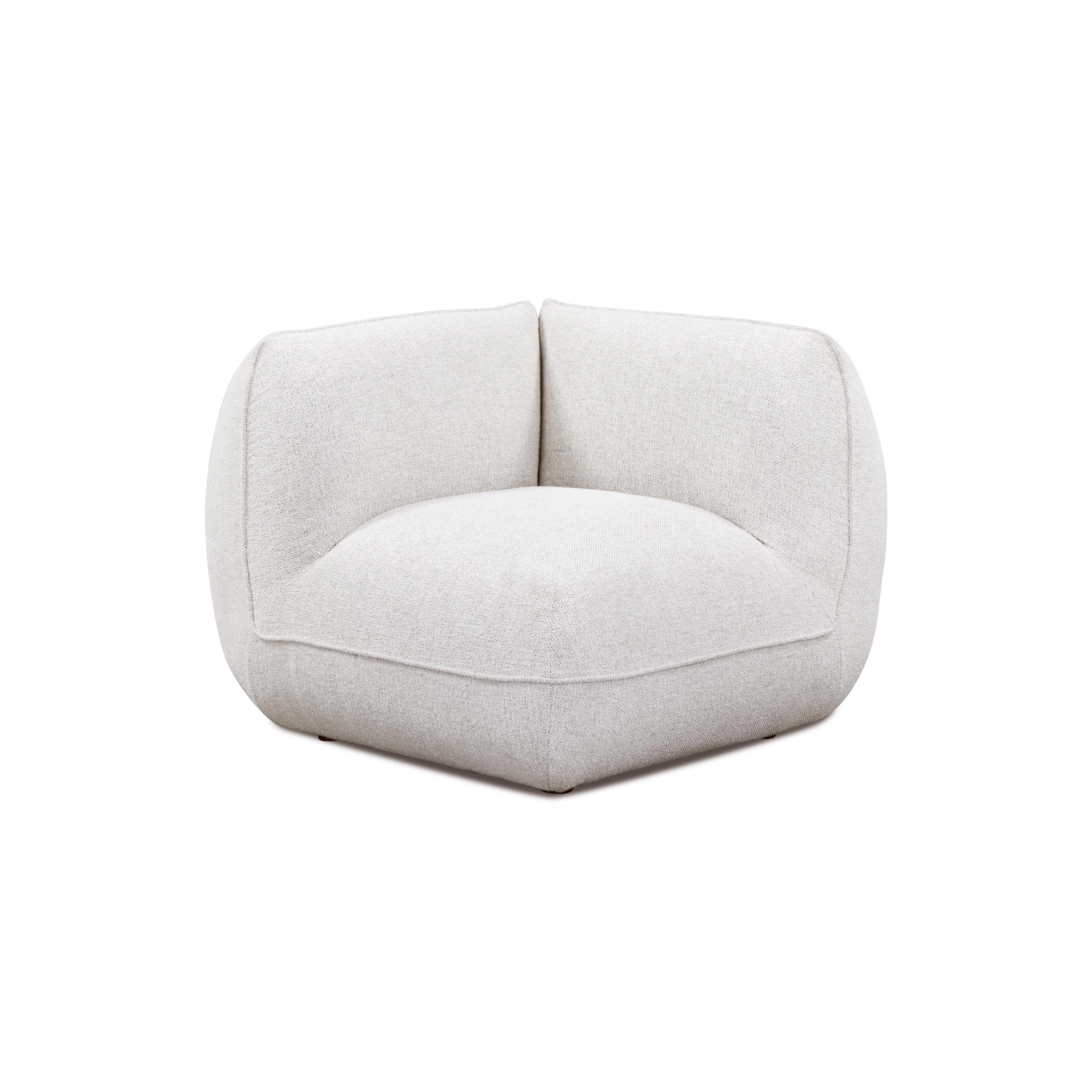 Arezza Stone White Contract-Grade Basketweave Chenille Corner Chair