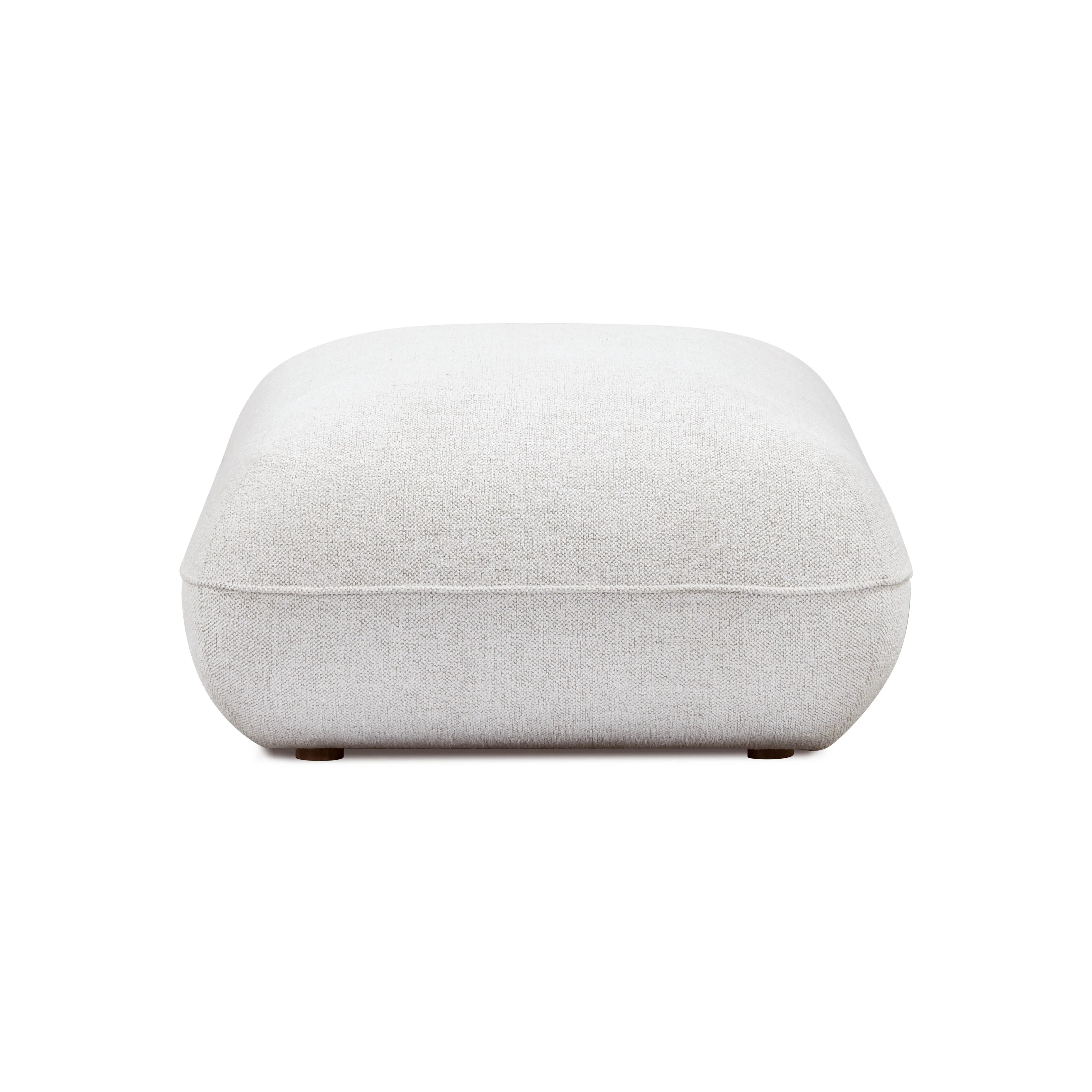Arezza Stone White Contract-Grade Basketweave Chenille Ottoman