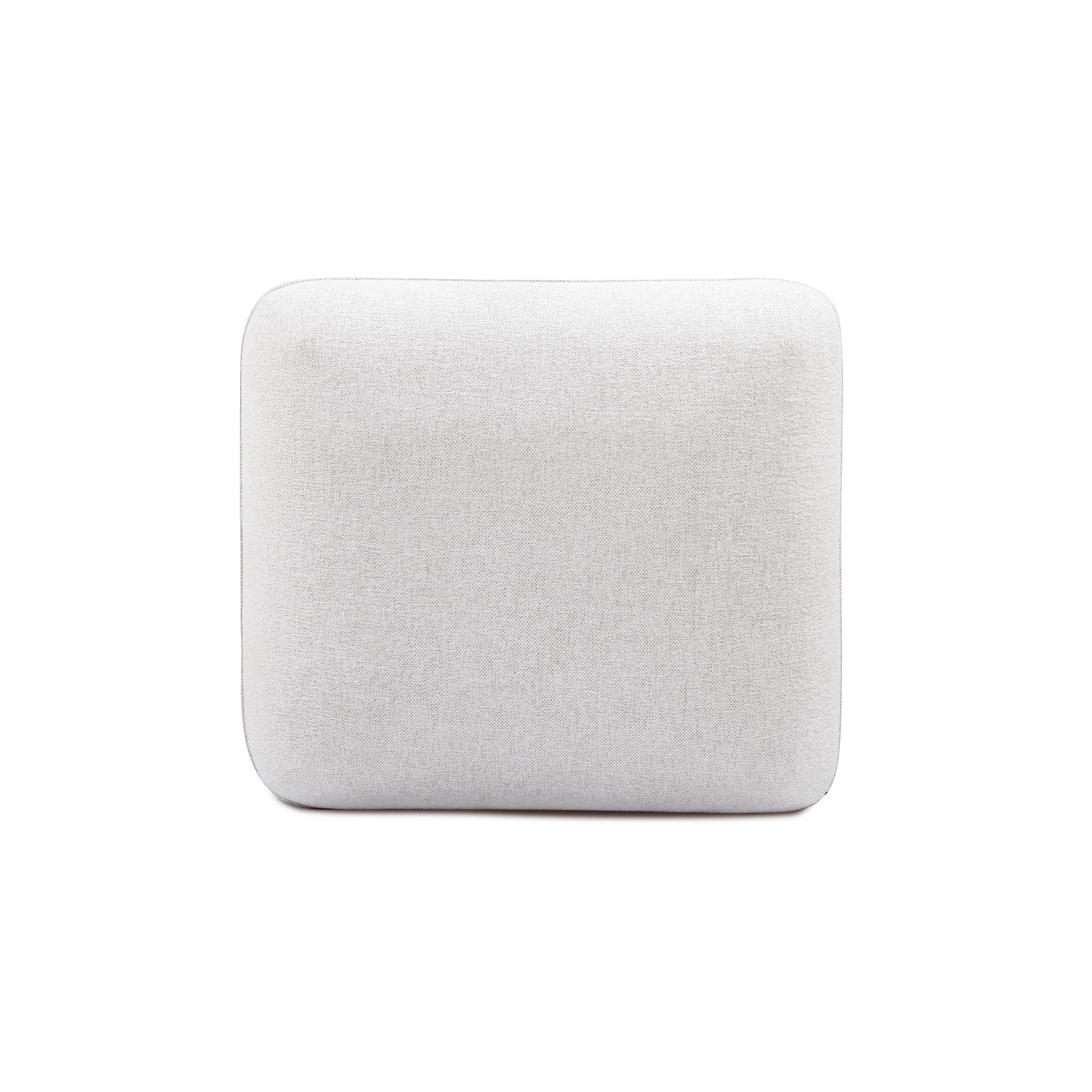 Arezza Stone White Contract-Grade Basketweave Chenille Ottoman - Image 5