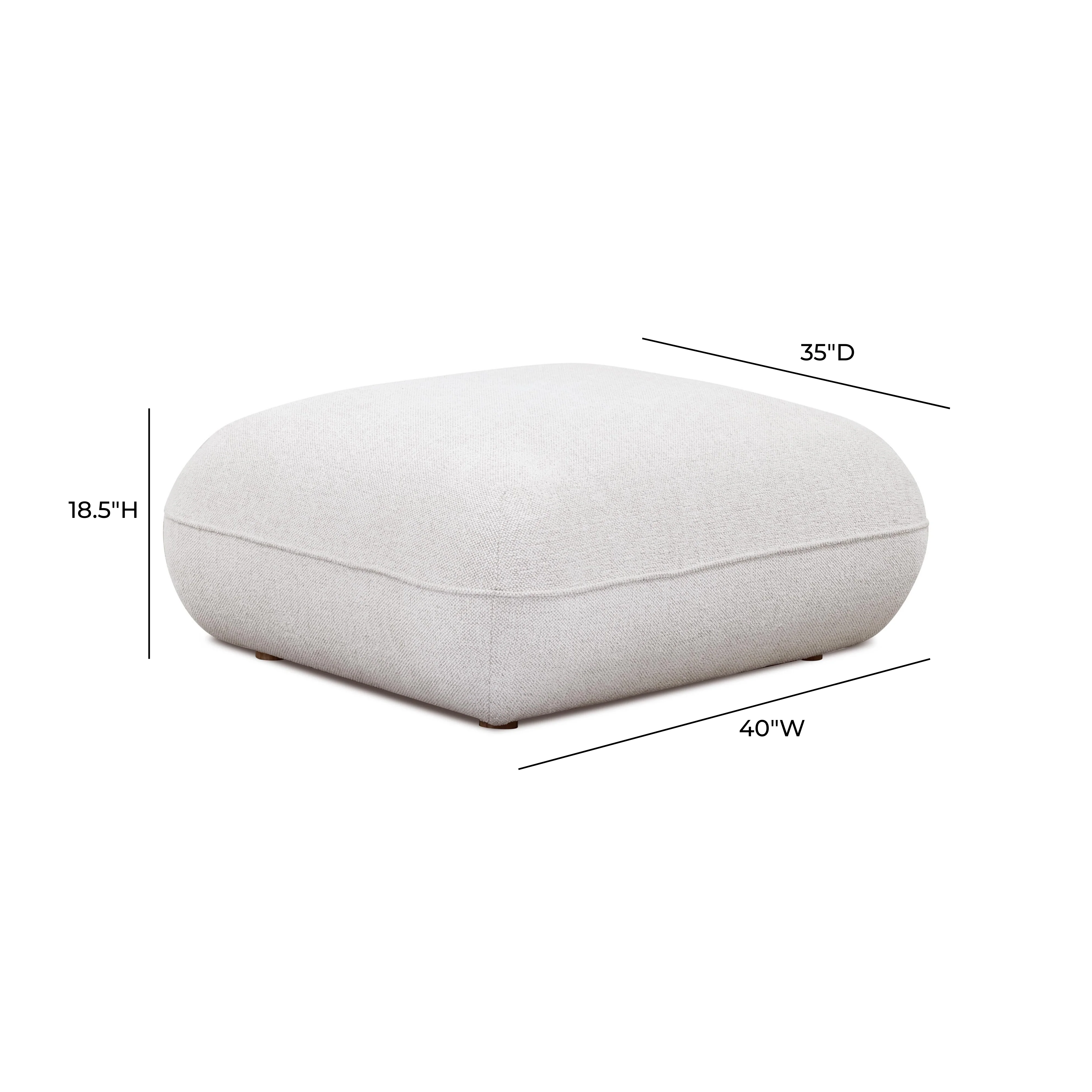 Arezza Stone White Contract-Grade Basketweave Chenille Ottoman - Image 6