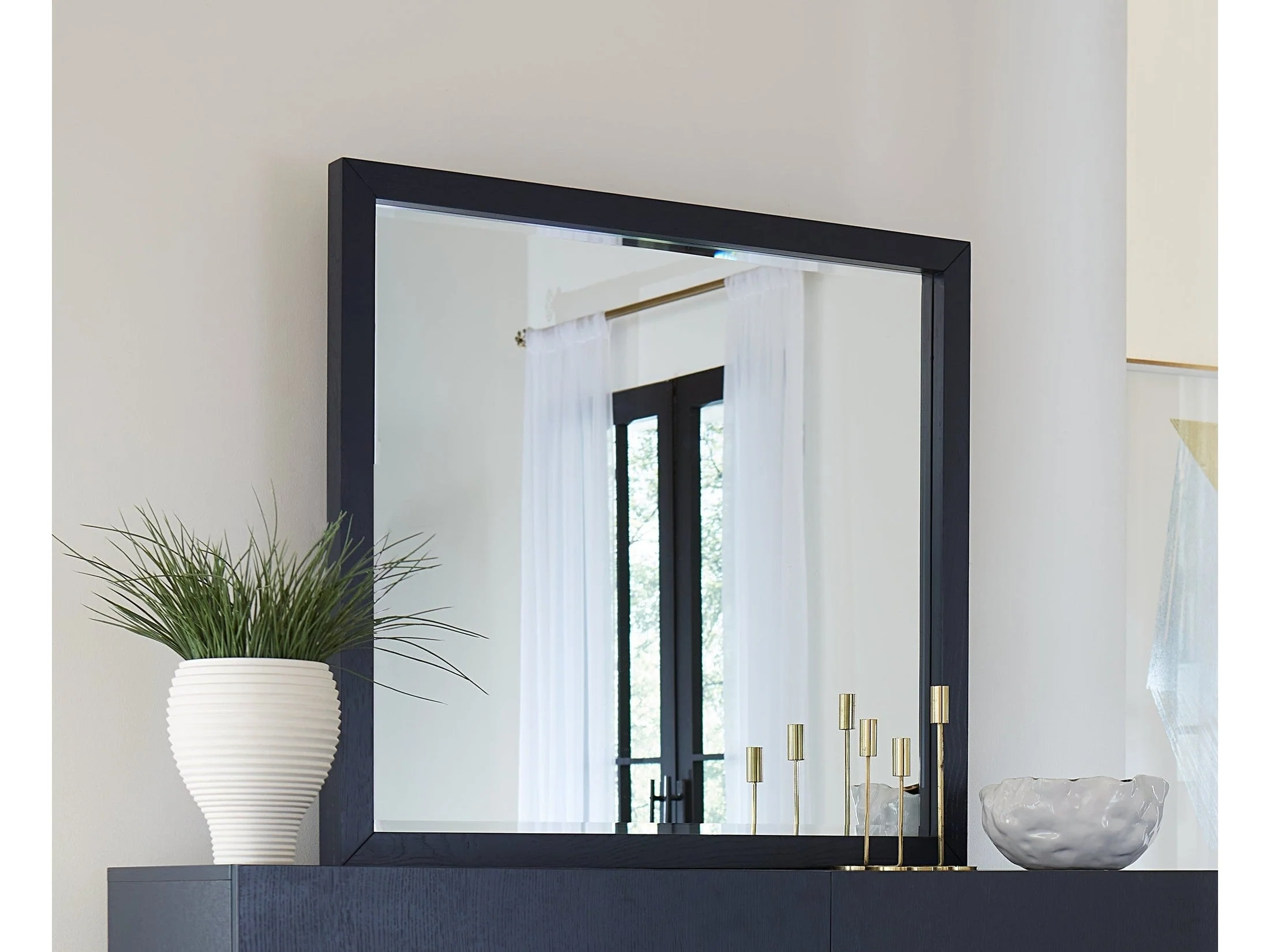 Argento Beveled Glass Wall or Dresser Mirror in Navy Blue