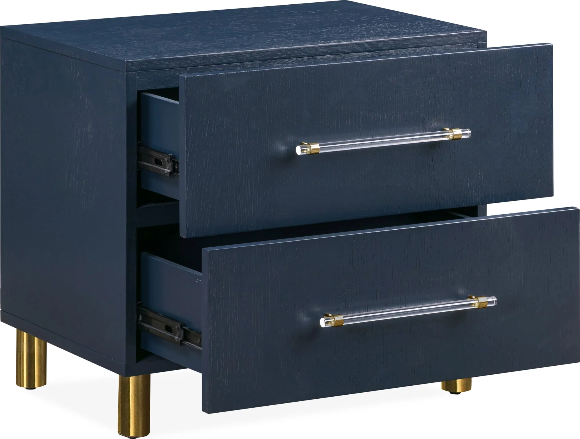 Argento Navy Blue/Burnished Brass Two Drawer USB Charging Nightstand - Image 5