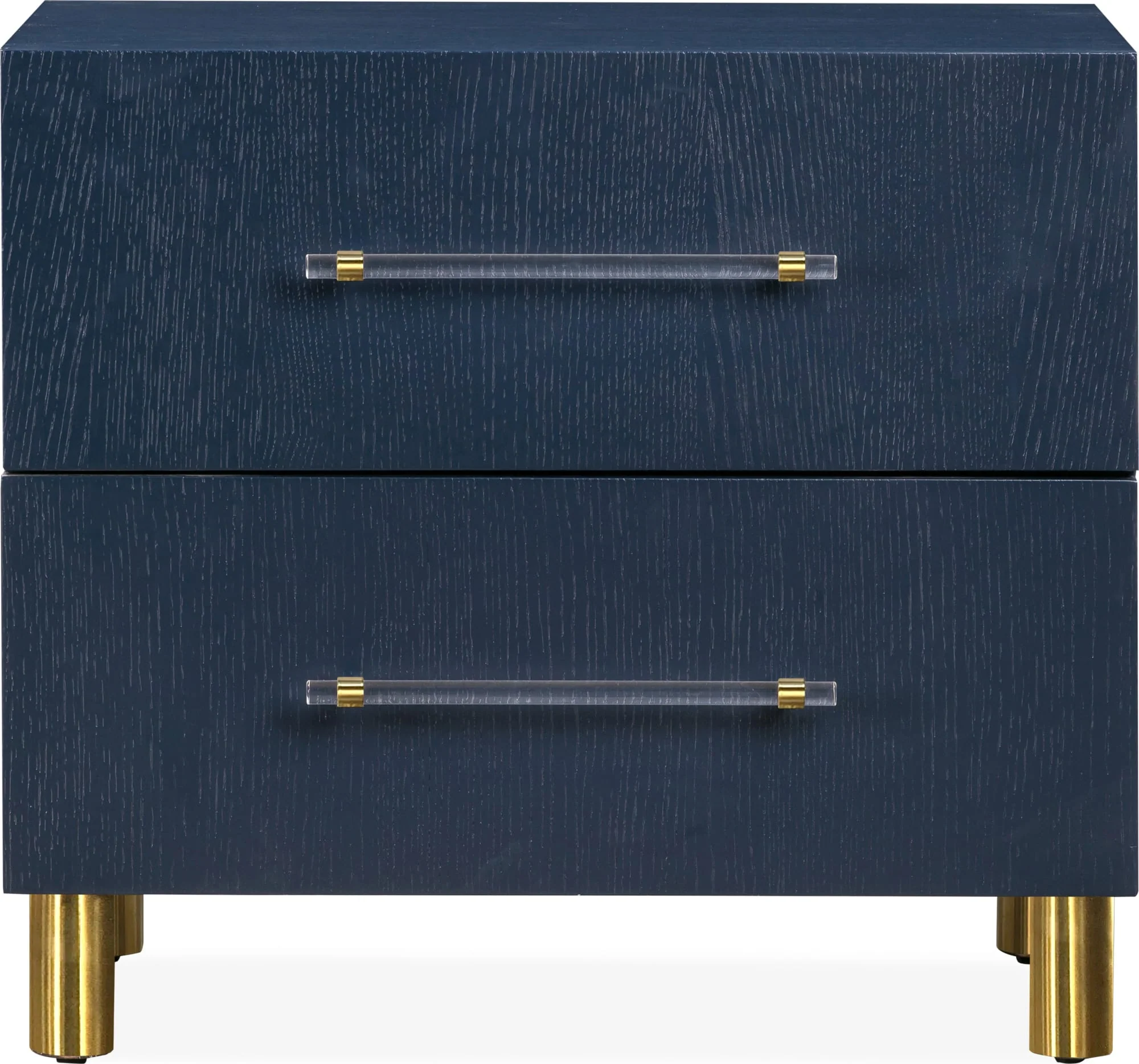 Argento Navy Blue/Burnished Brass Two Drawer USB Charging Nightstand - Image 7