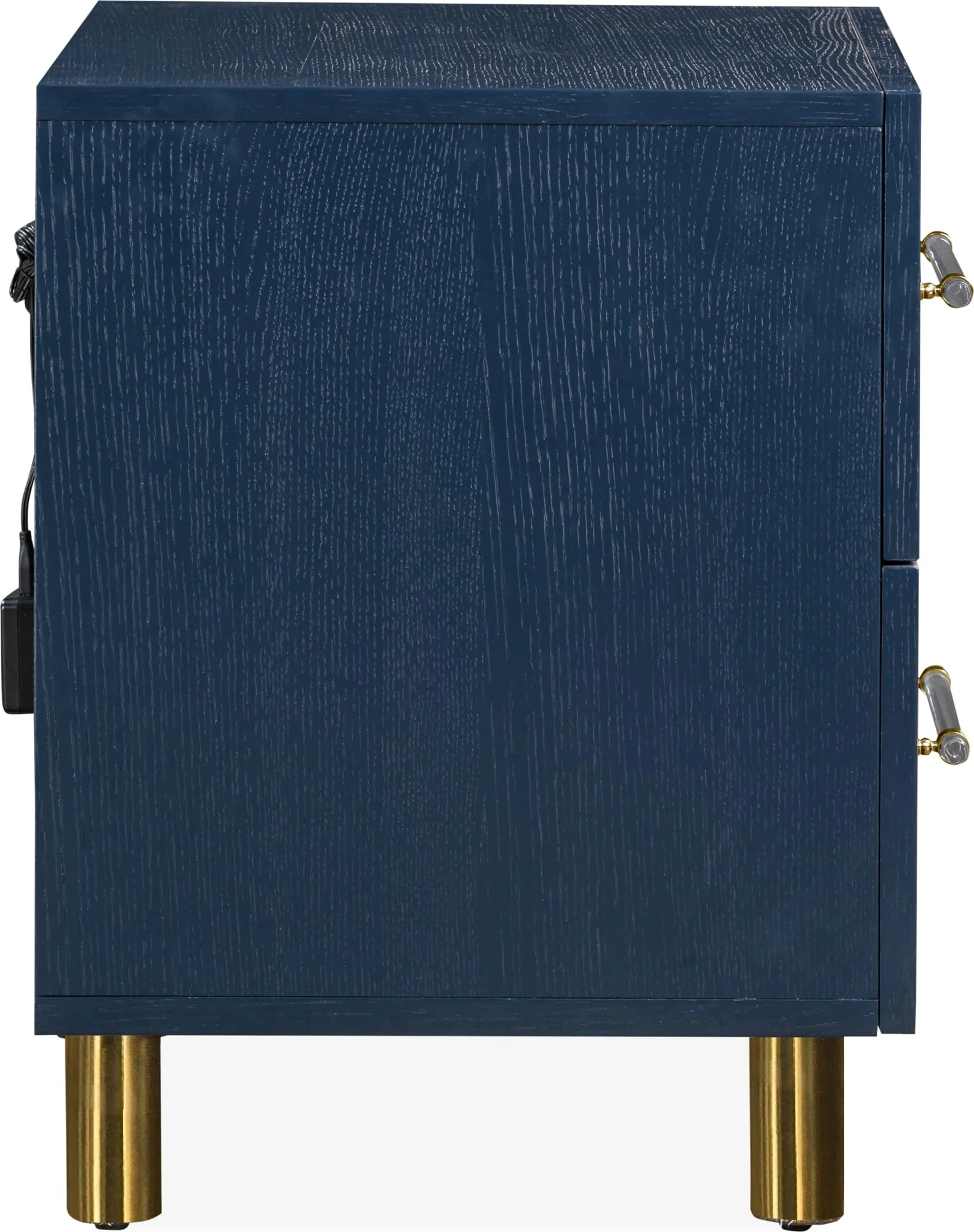 Argento Navy Blue/Burnished Brass Two Drawer USB Charging Nightstand - Image 8