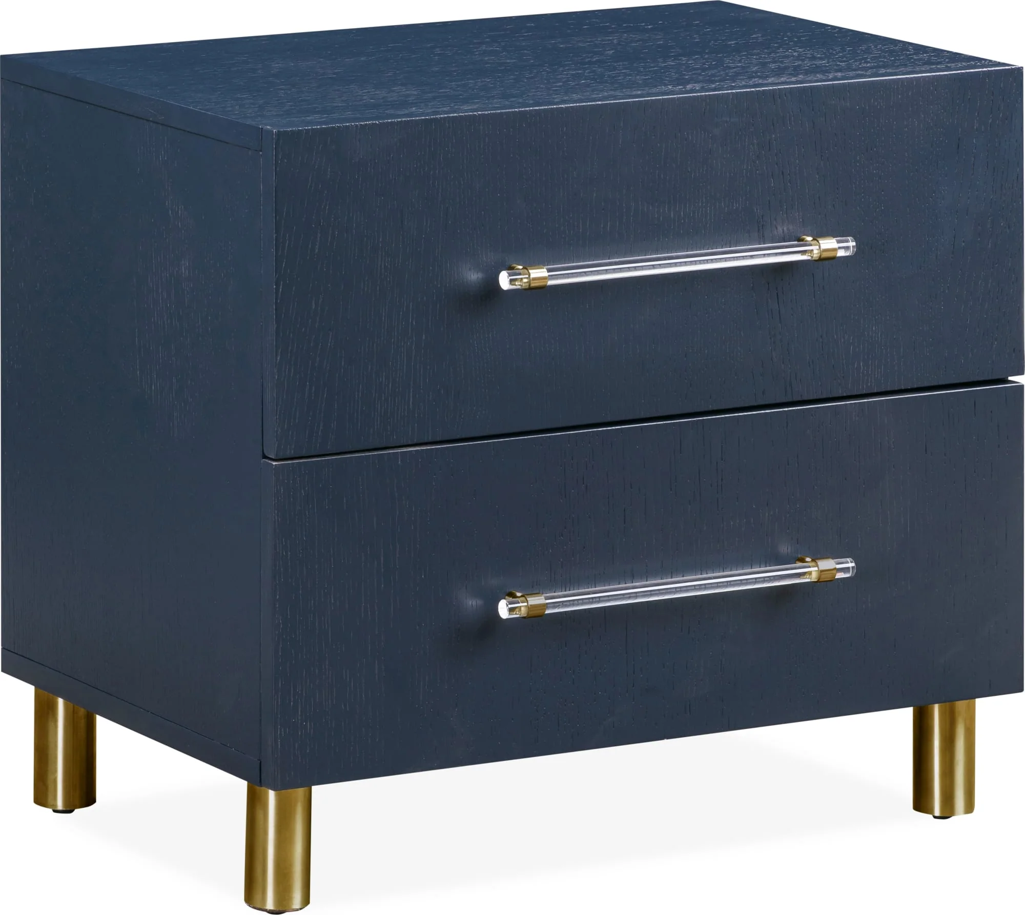 Argento Navy Blue/Burnished Brass Two Drawer USB Charging Nightstand - Image 9