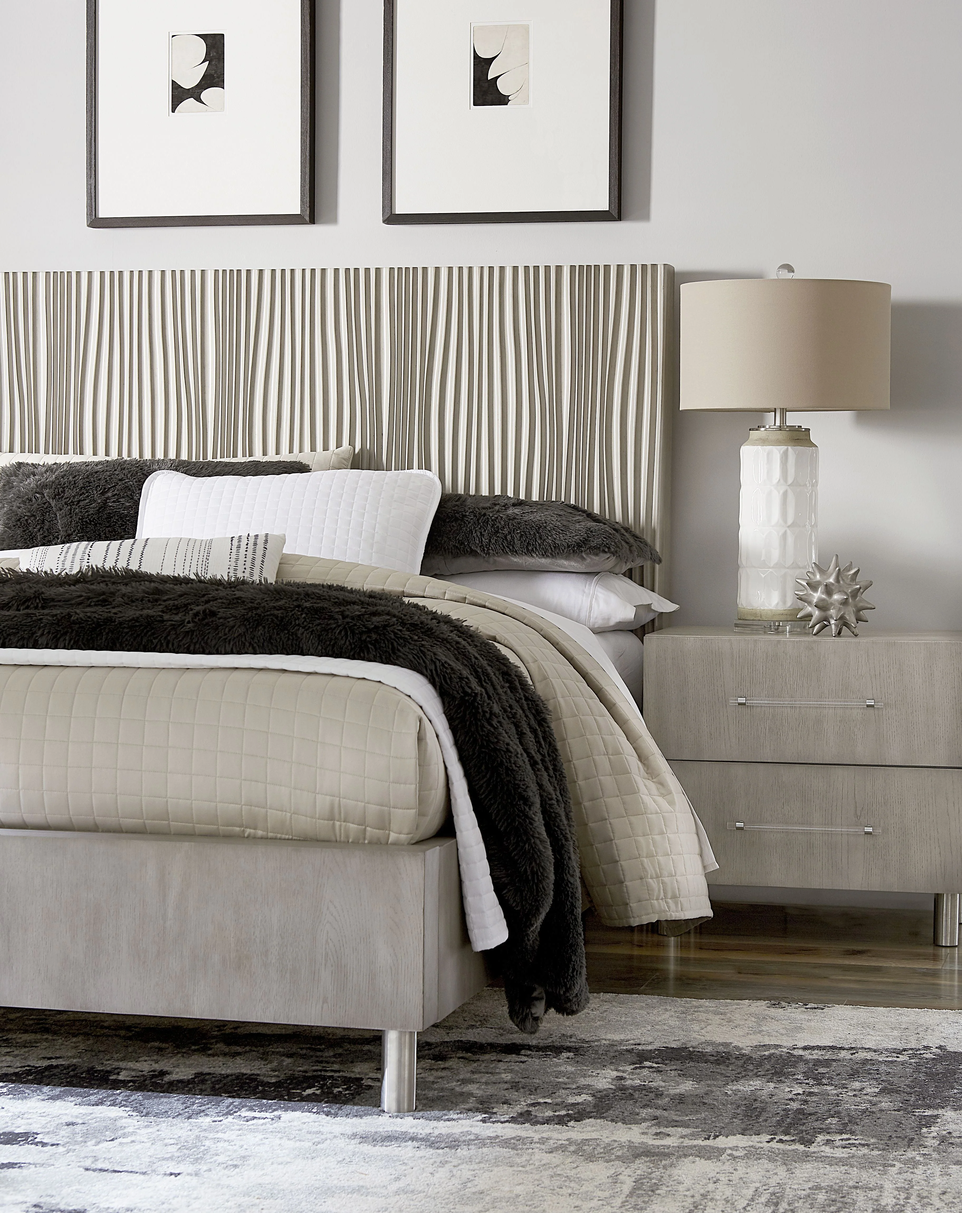 Argento Wave-Patterned California King Bed in Misty Grey - Image 3