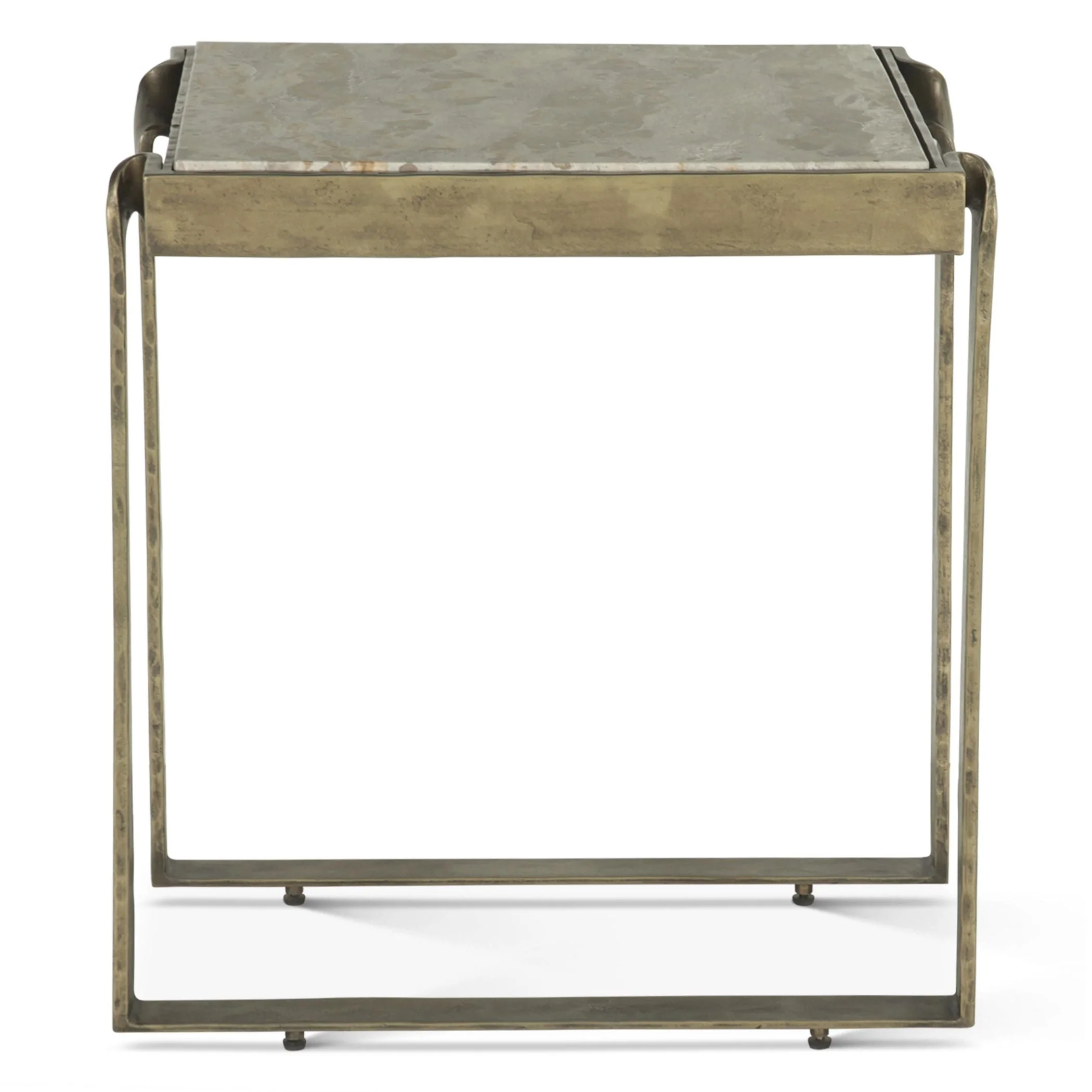 Argos 20" Side Table with Marble and Antique Brass - Image 4