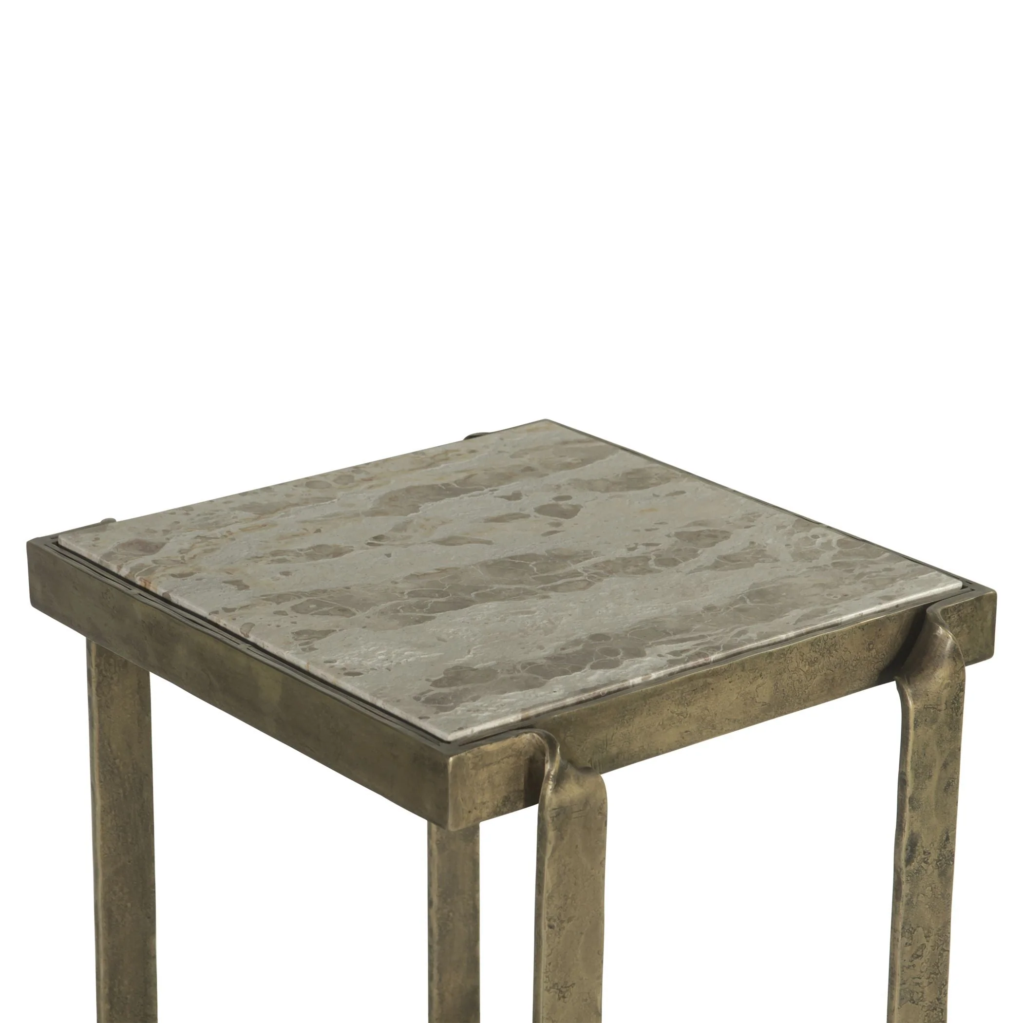 Argos 20" Side Table with Marble and Antique Brass - Image 5