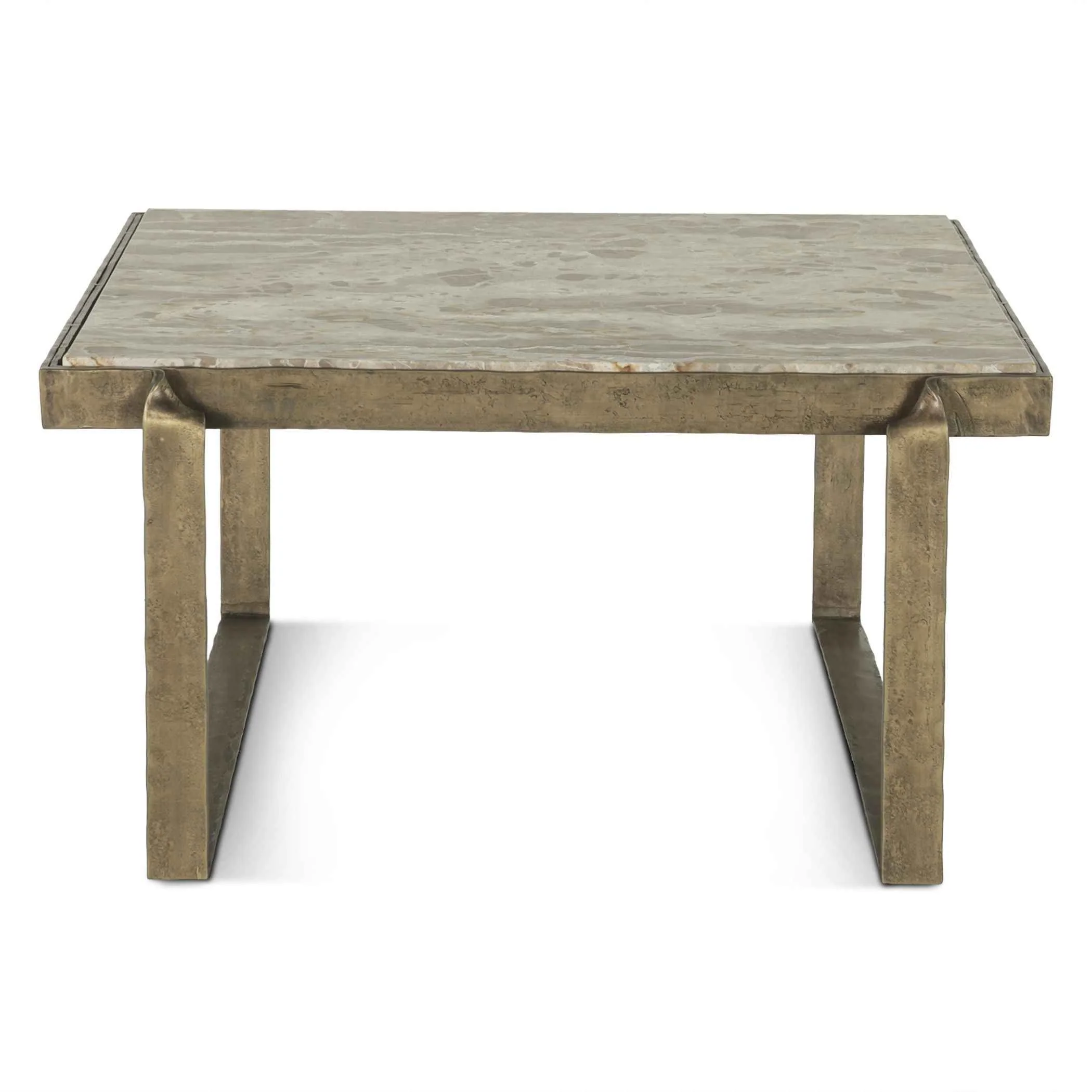 Argos 32" Coffee Table with Marble and Antique Brass - Image 2